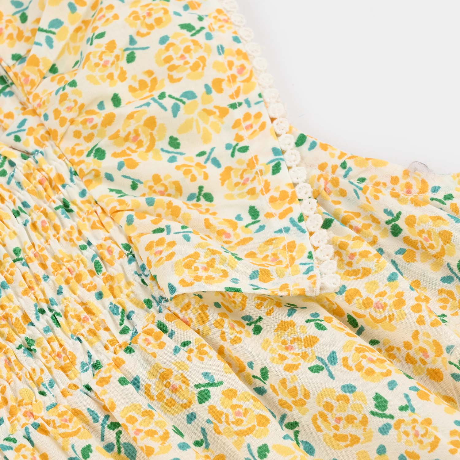 Girls Cotton Casual Frock Lemon Drop-Multi - Image 3