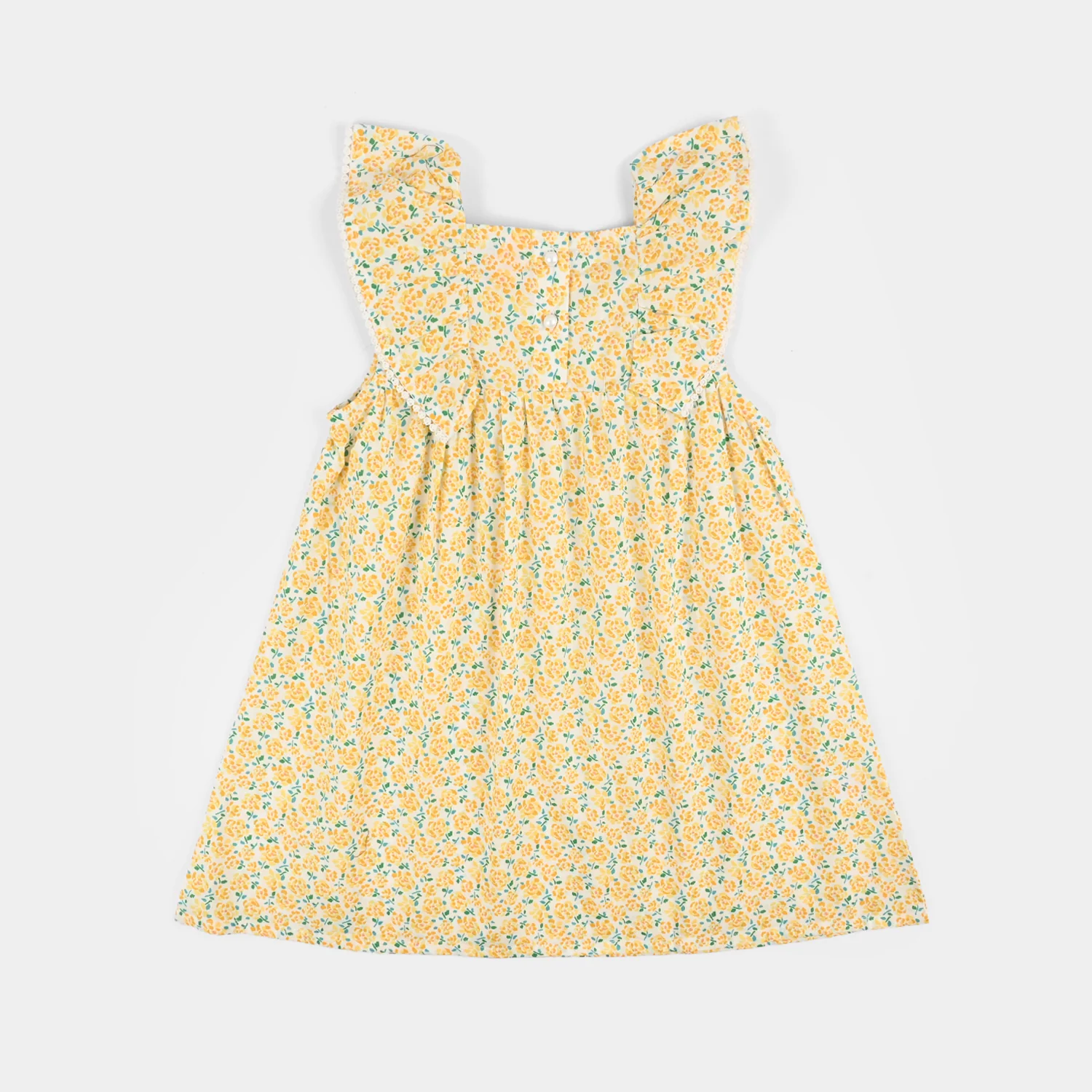 Girls Cotton Casual Frock Lemon Drop-Multi - Image 4