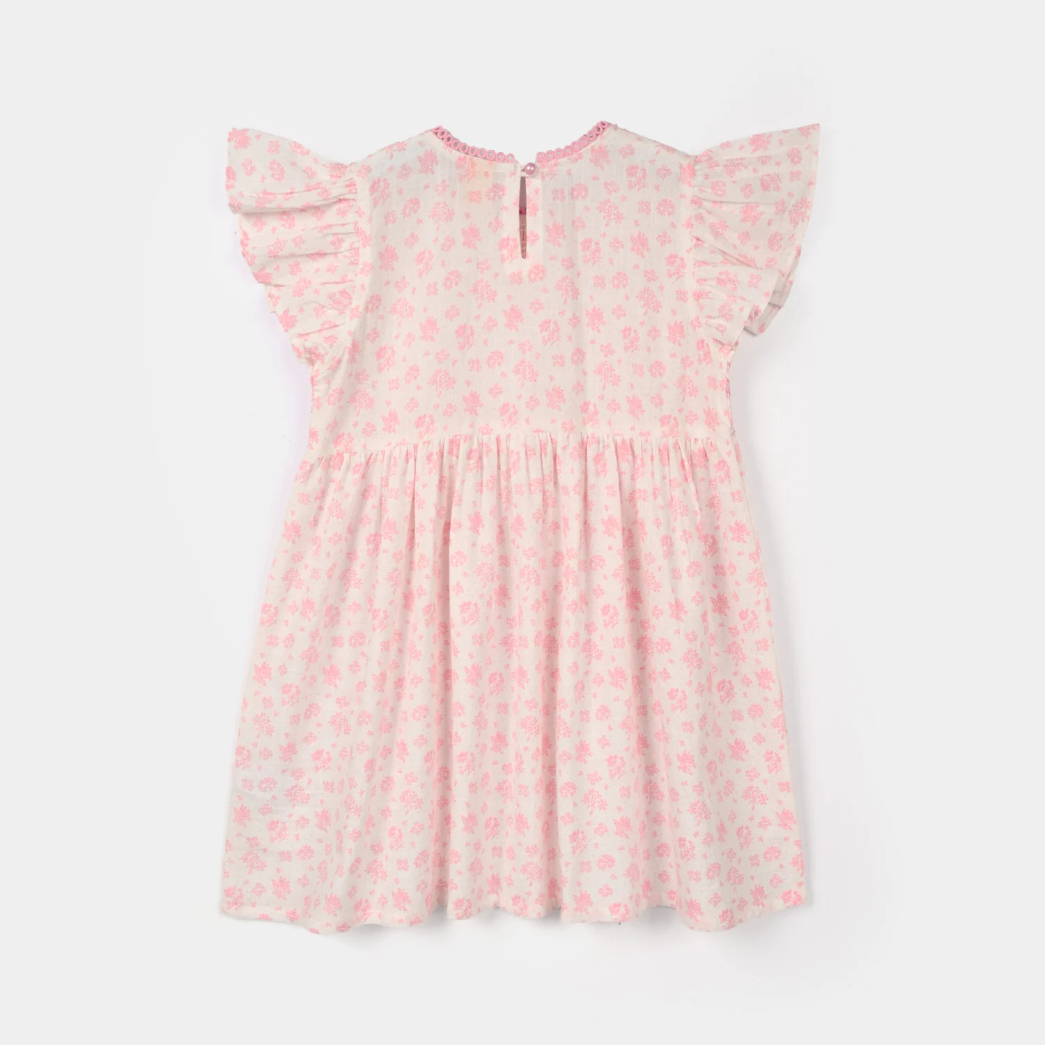 Girls Cotton Casual Frock (Smoking) - Pink - Image 4