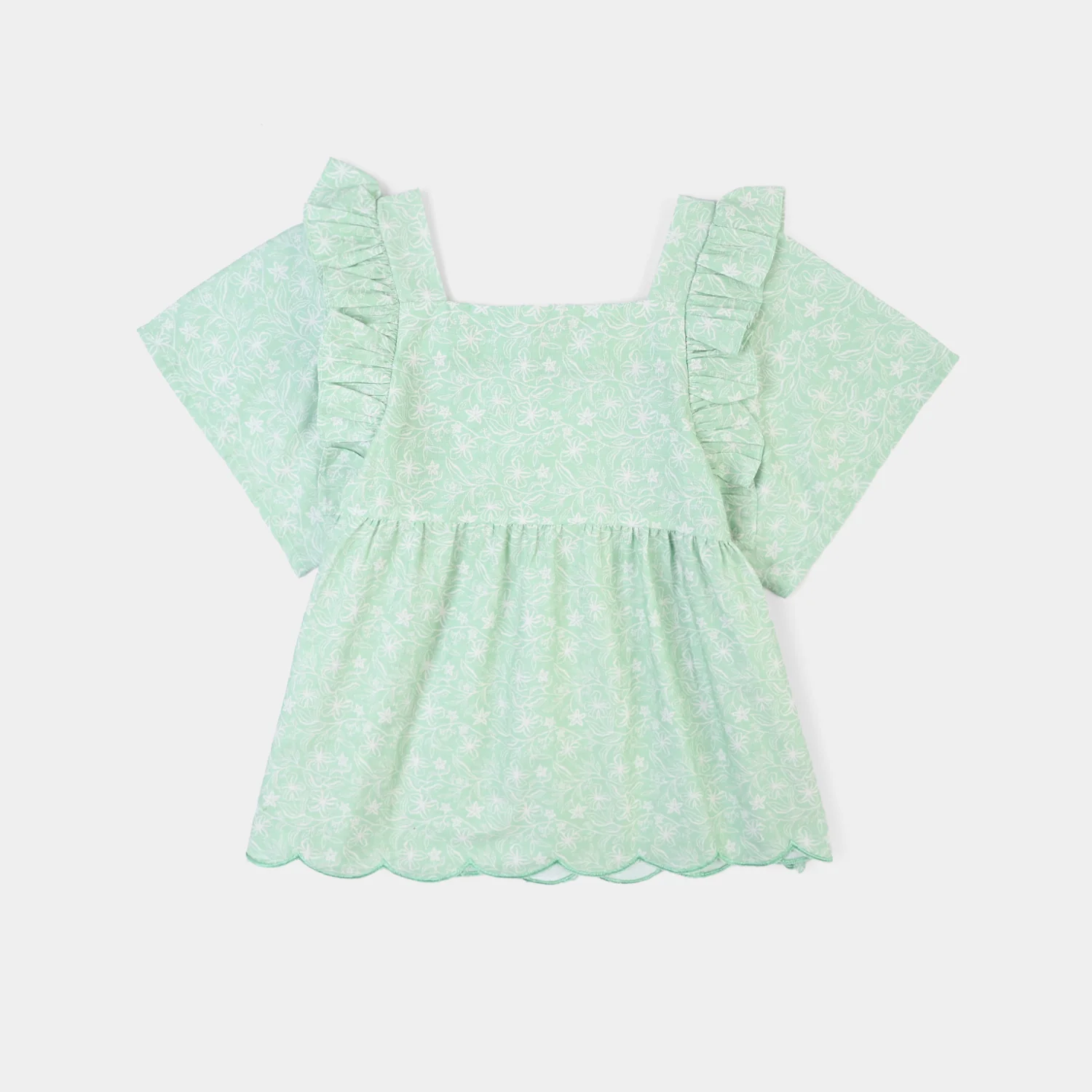 Girls Cotton Co-Ord Set Botanic-GREEN - Image 2
