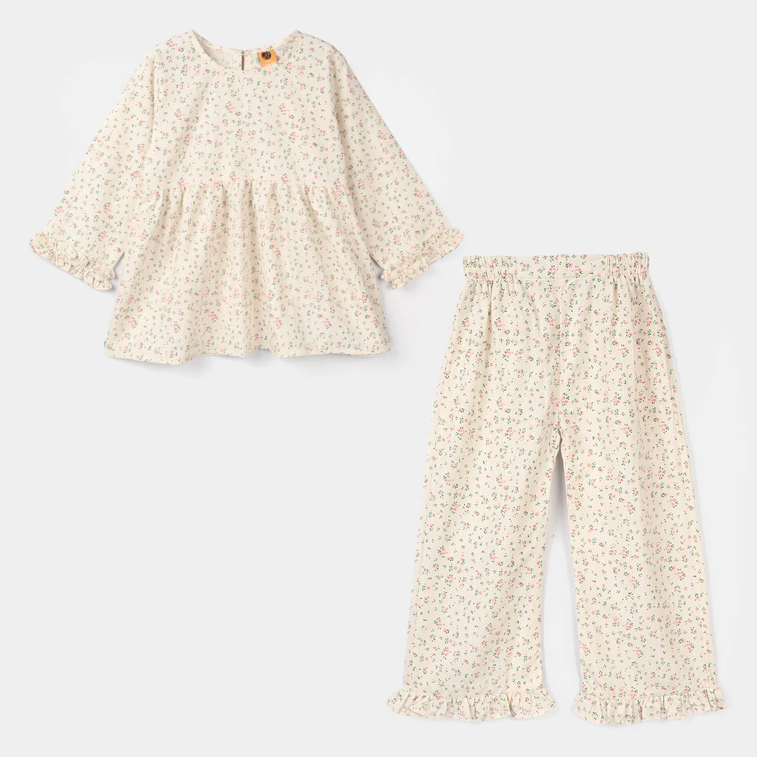 Girls Cotton Co-Ord Set (Midnight Flower) – Off White - Image 3