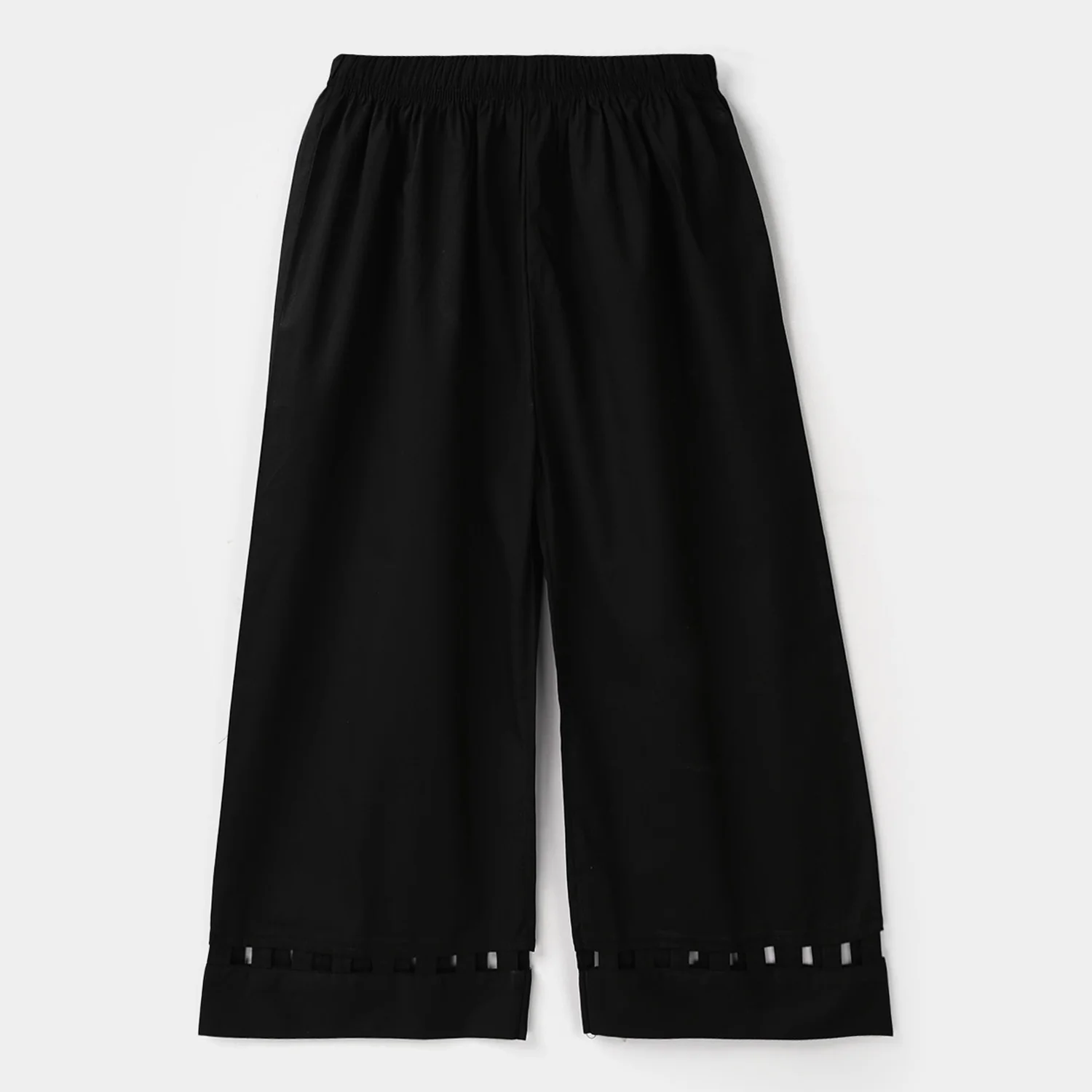 Girls Cotton Culottes Pants - Black - Image 2