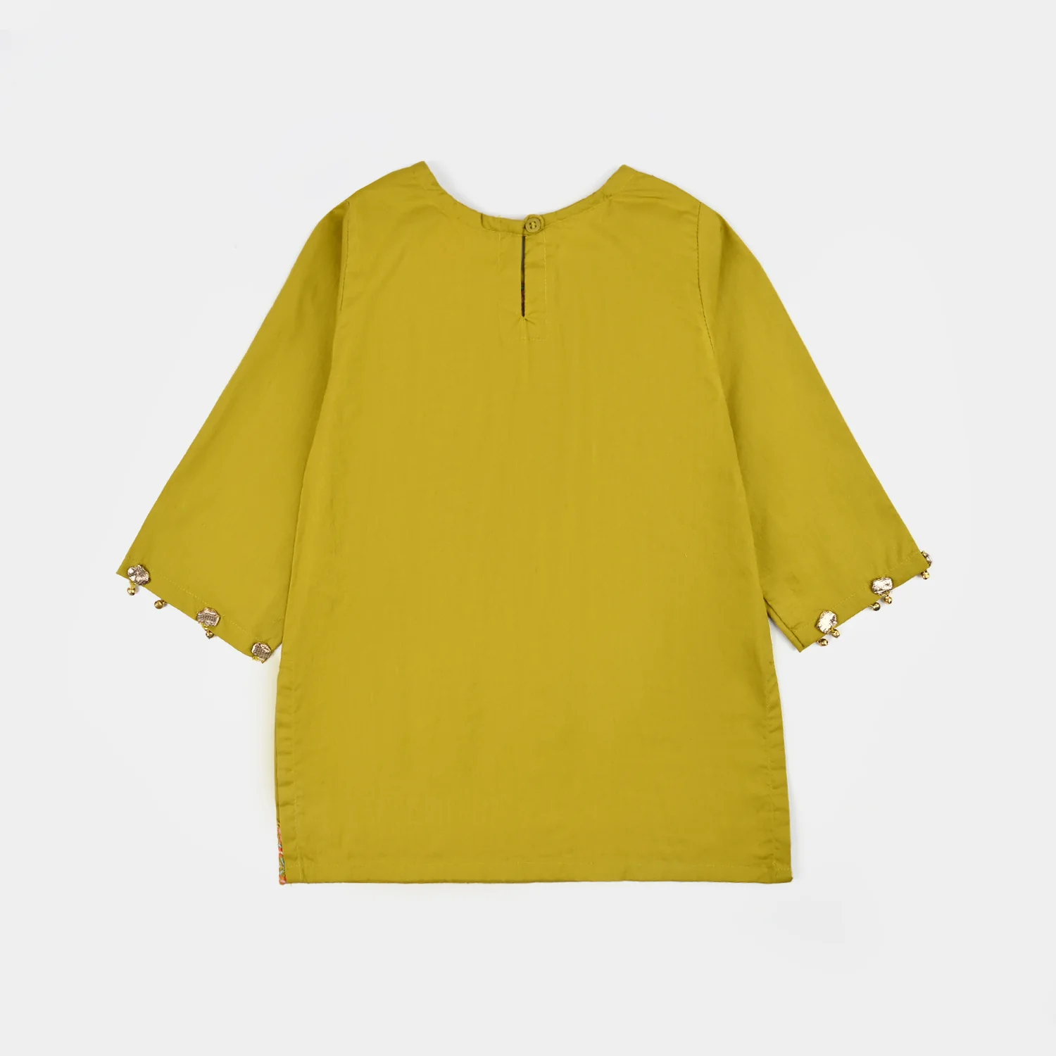 Girls Cotton Emb 2Piece Sada Bahar- Olive Green - Image 5