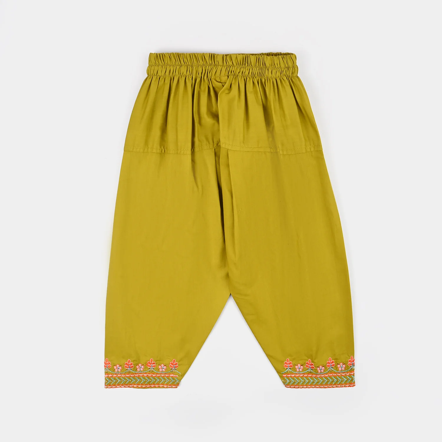 Girls Cotton Emb 2Piece Sada Bahar- Olive Green - Image 6