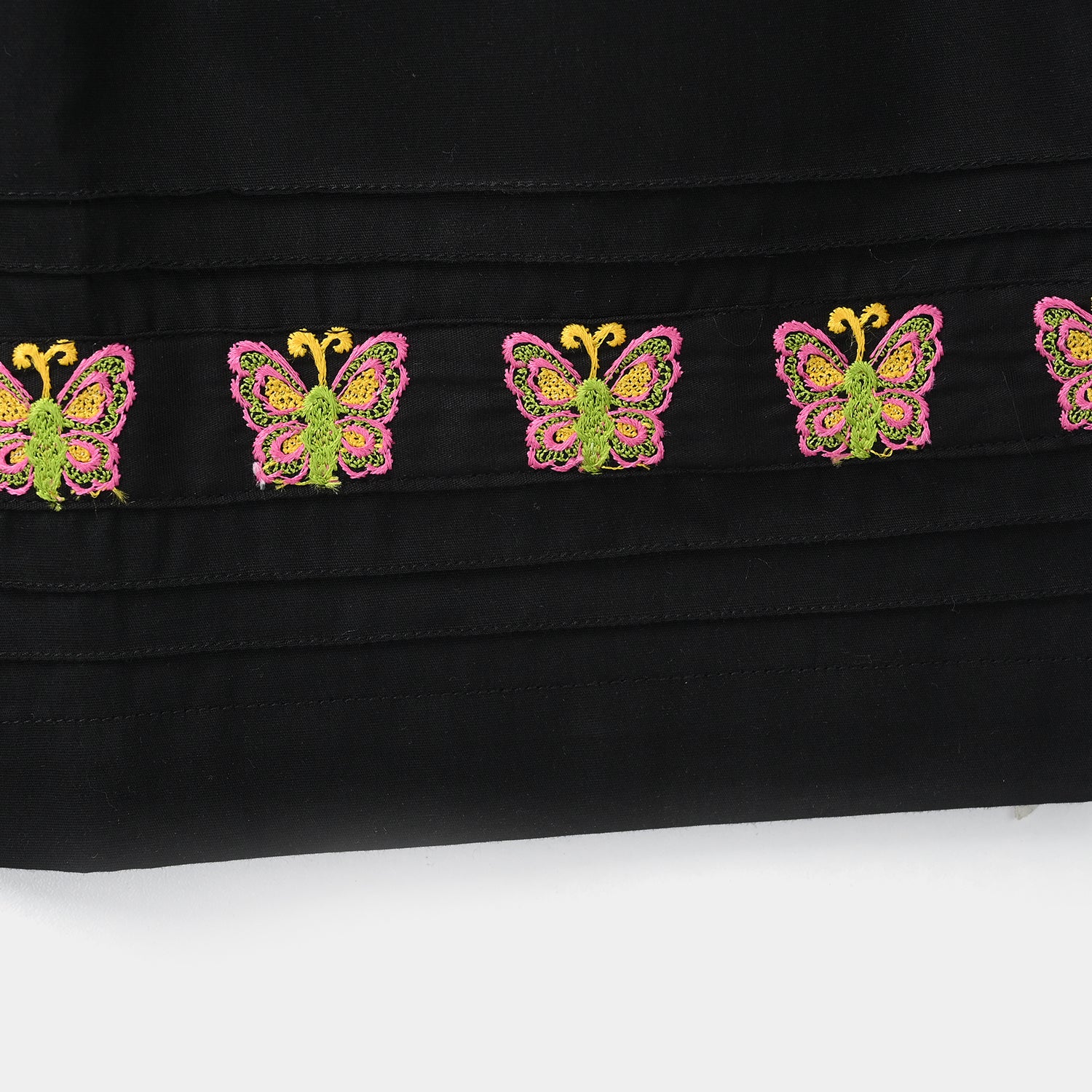 Girls Cotton Embroidered Culottes Butterfly - Black - Image 3