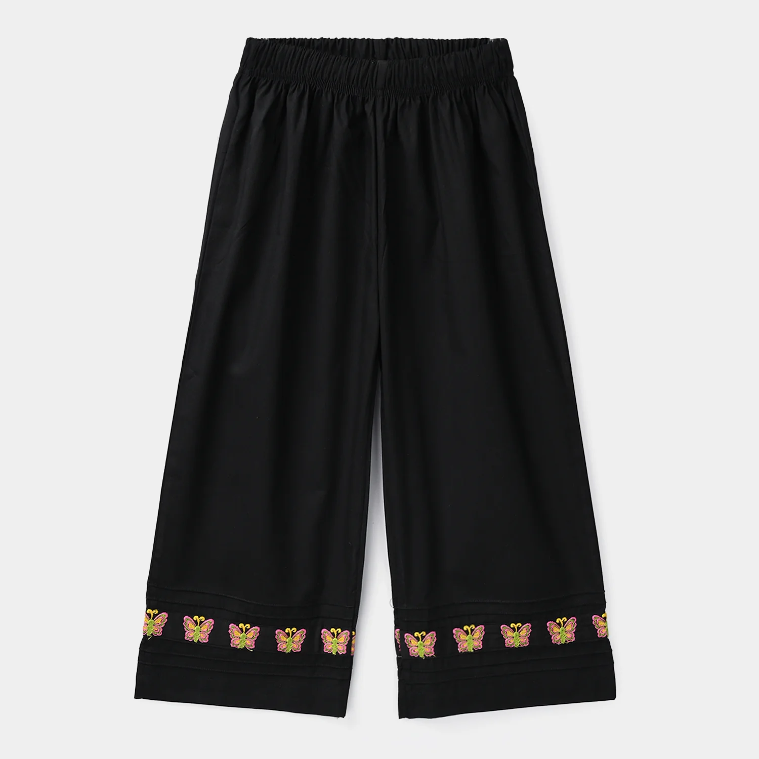 Girls Cotton Embroidered Culottes Butterfly - Black - Image 4