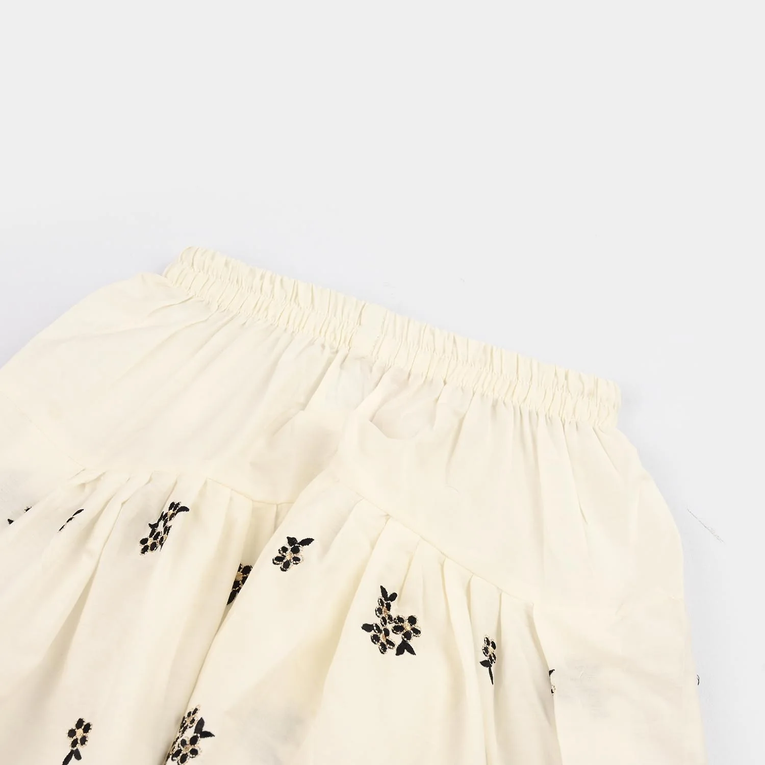 Girls Cotton Emb Farshi Shalwar-White - Image 2