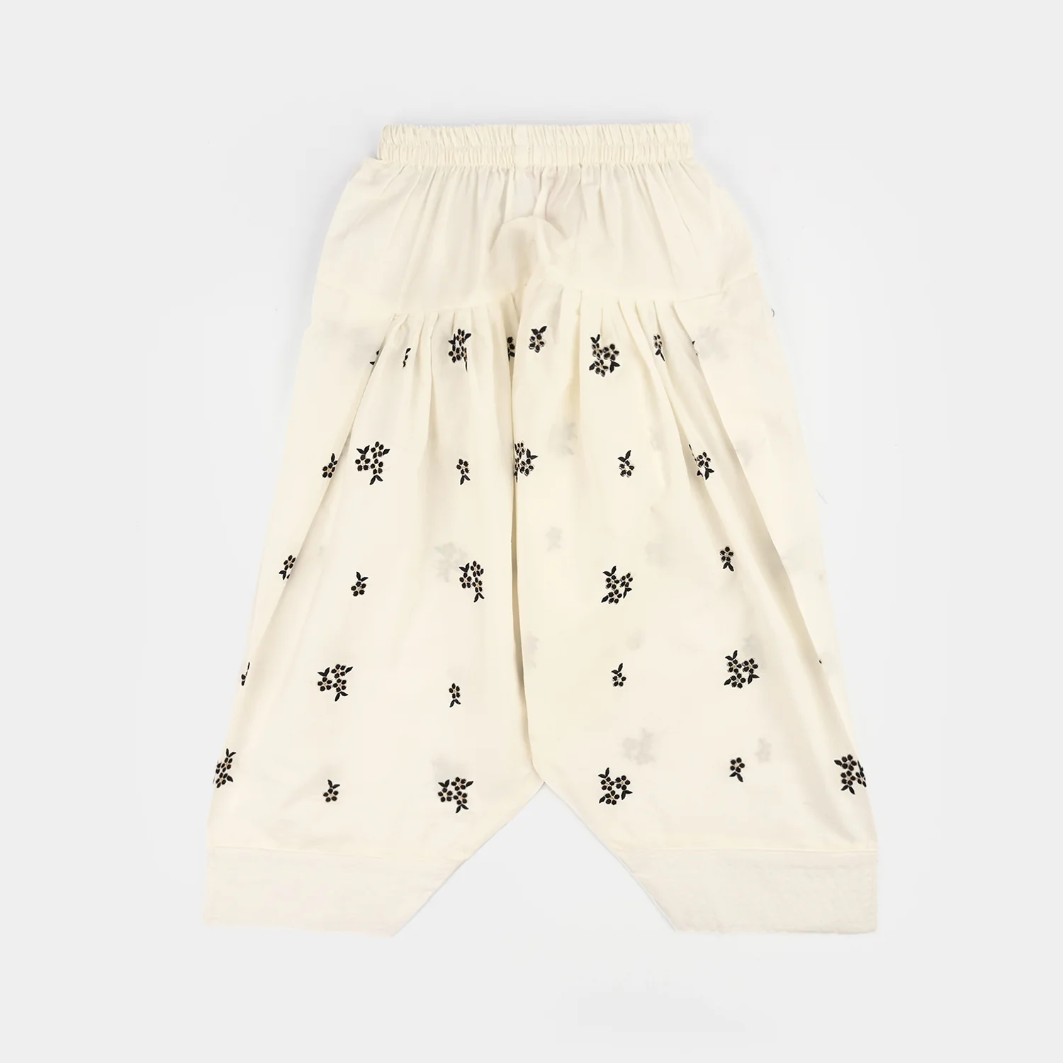 Girls Cotton Emb Farshi Shalwar-White - Image 4