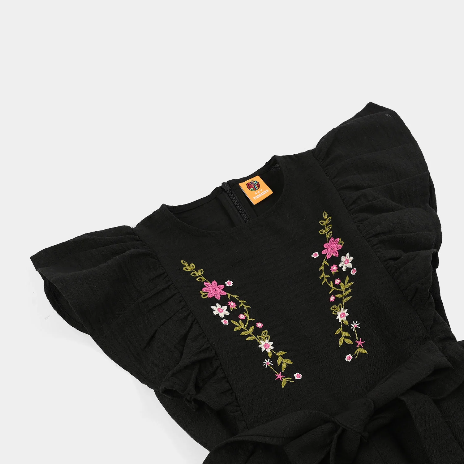 Girls Cotton Embroidered Jumpsuit (Knight Rise) - Black - Image 2
