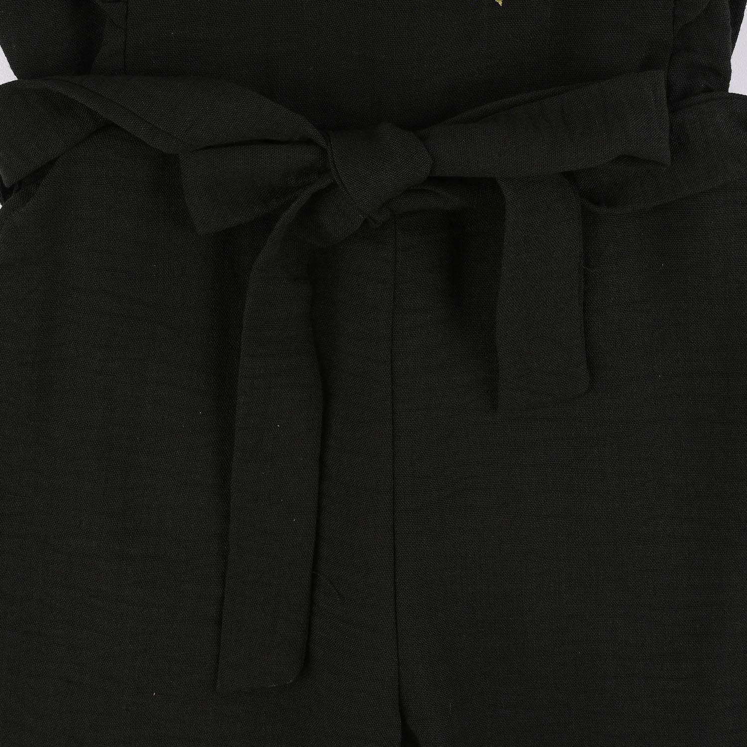 Girls Cotton Embroidered Jumpsuit (Knight Rise) - Black - Image 3