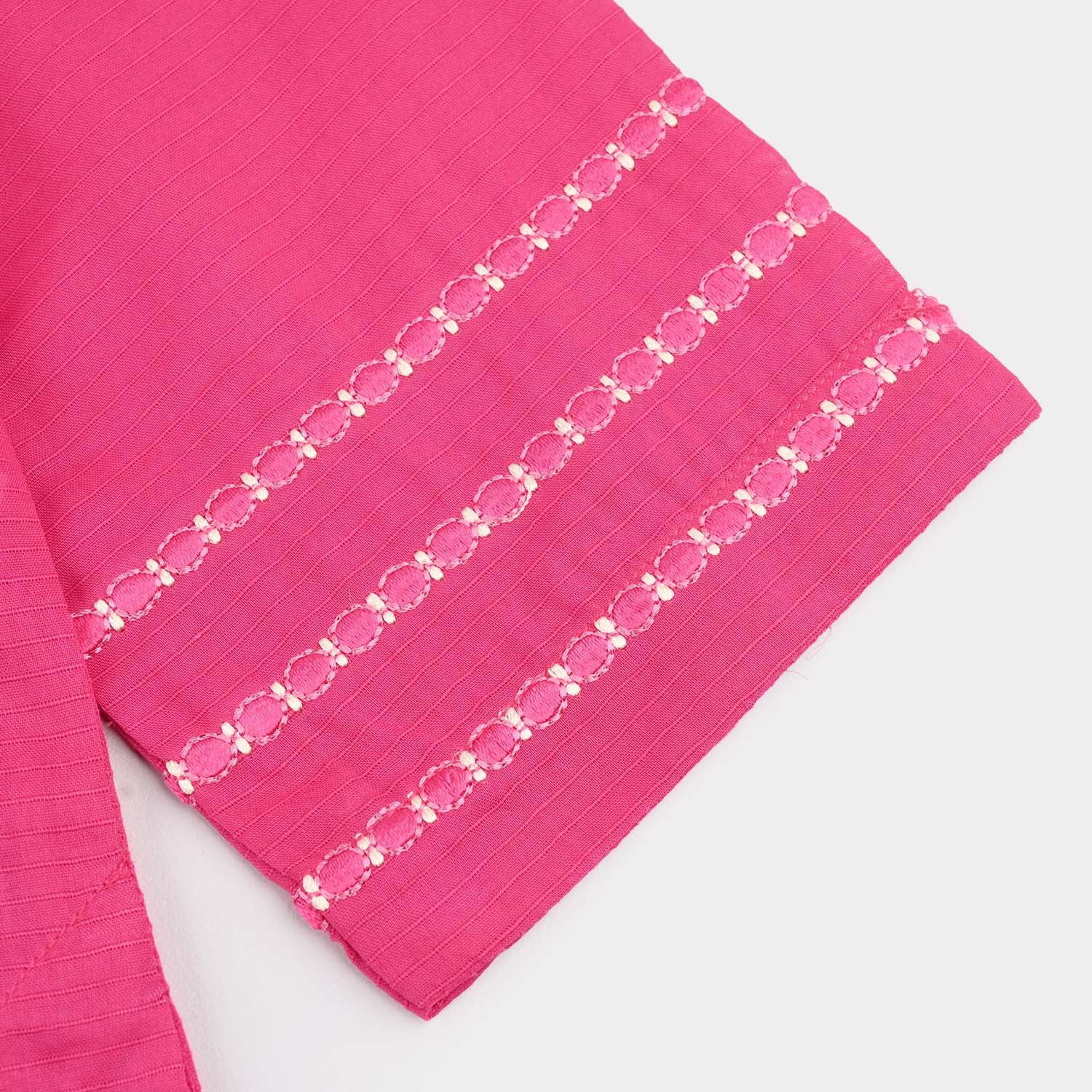 Girls Cotton Emb Kurti Atash- Bright Pink - Image 2
