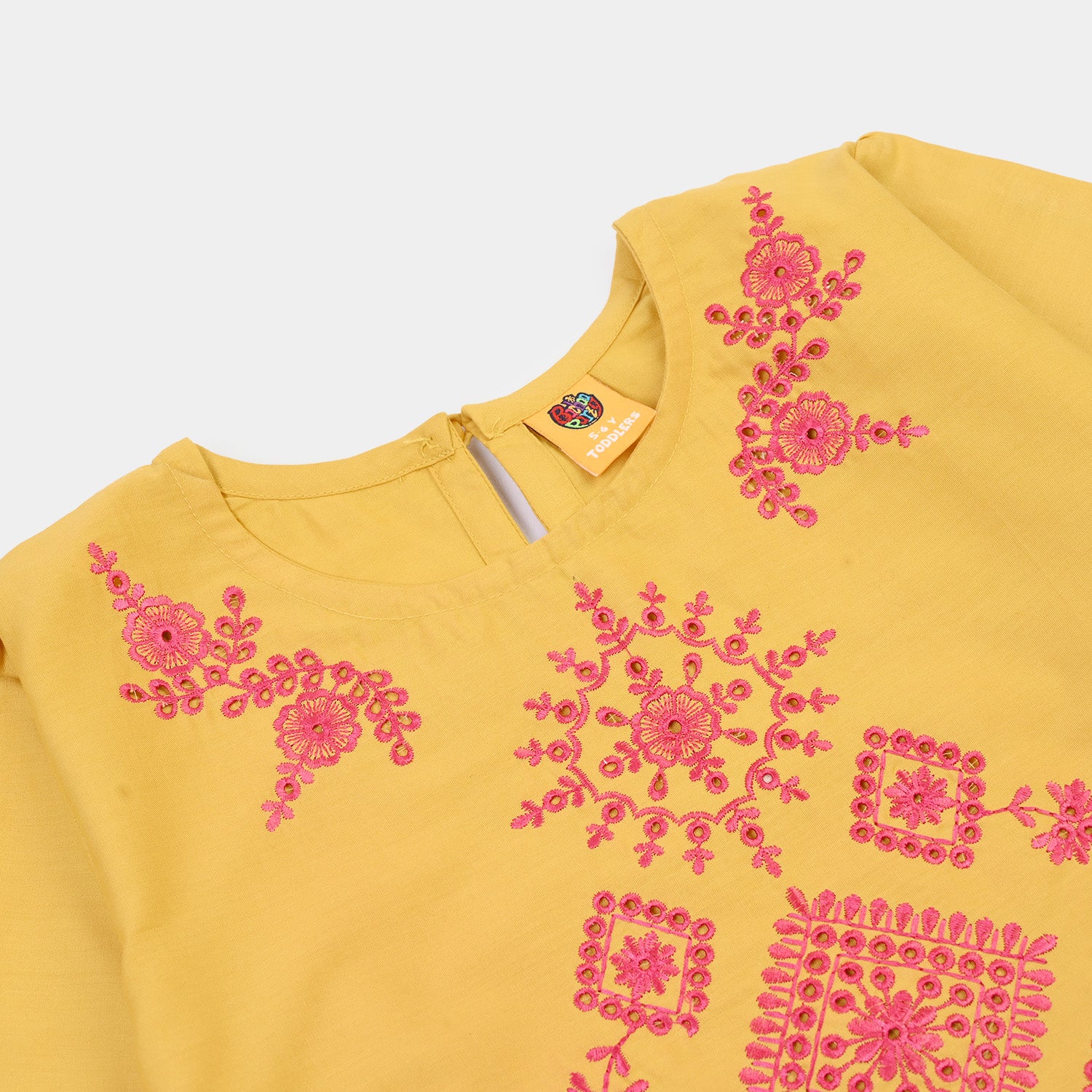 Girls Cotton Emb Kurti Nagma-Mustard - Image 9