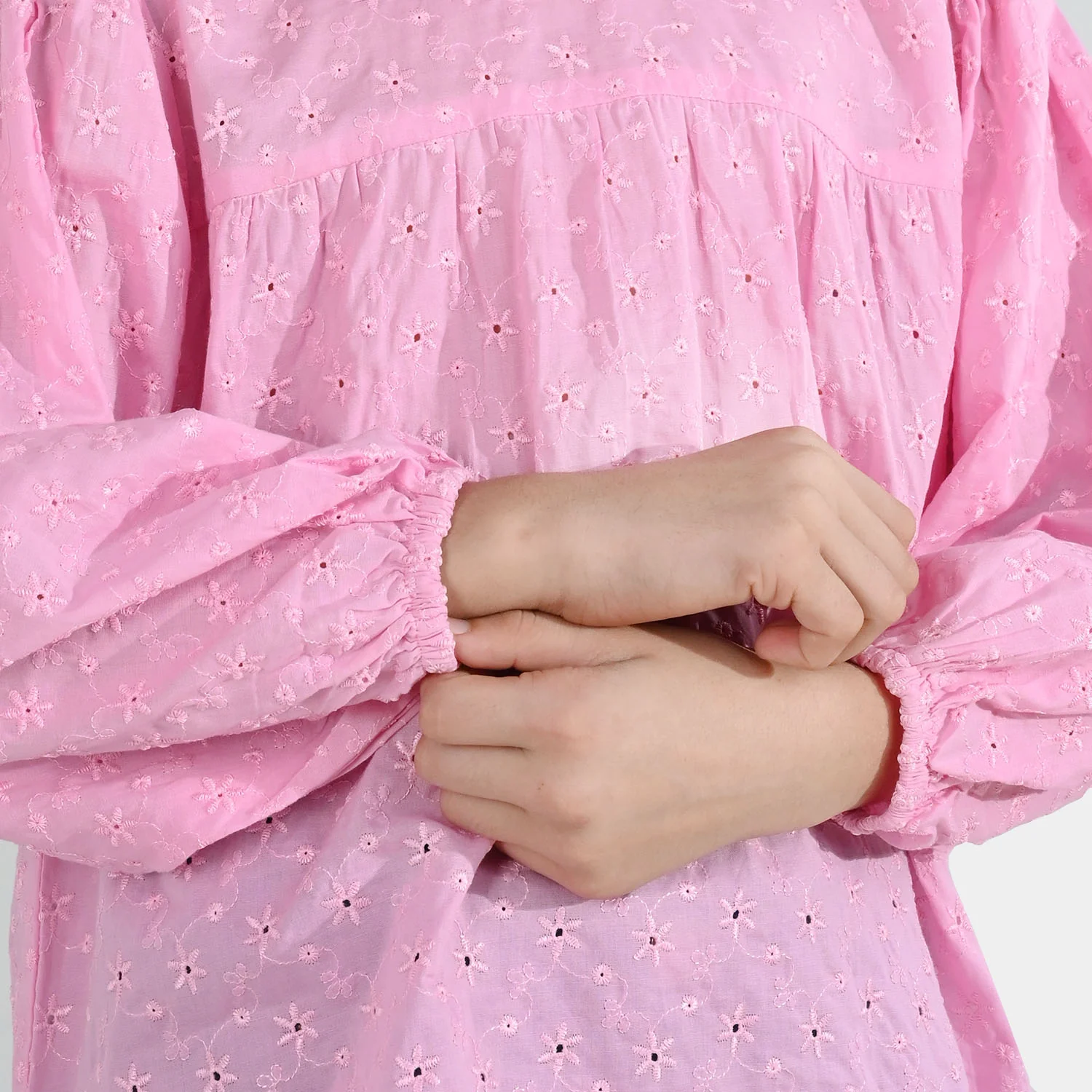 Girls Cotton Emb Top Daffodils-Lilac - Image 3