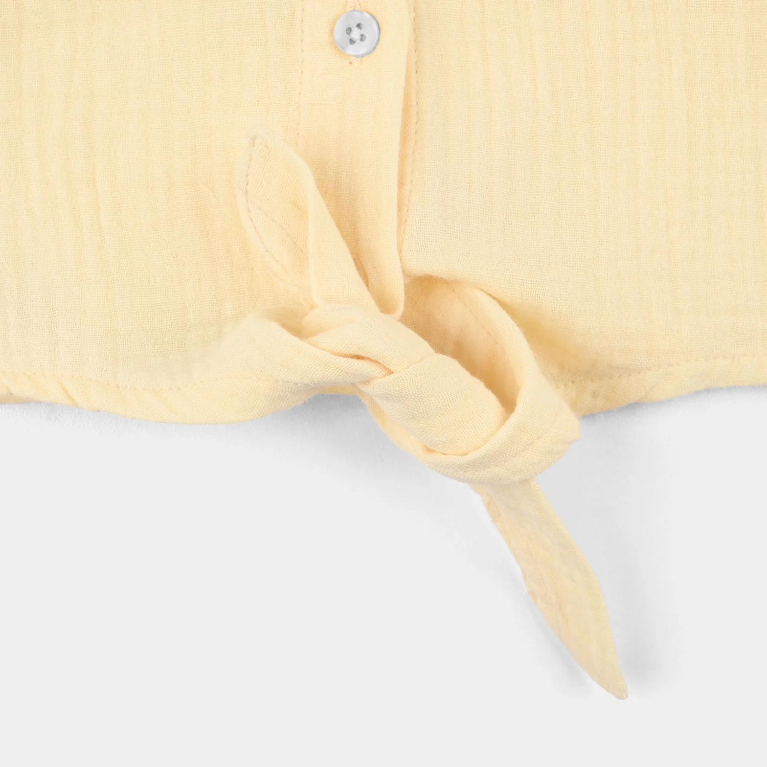 Girls Cotton Embroidered Top (Heart) - Yellow - Image 3