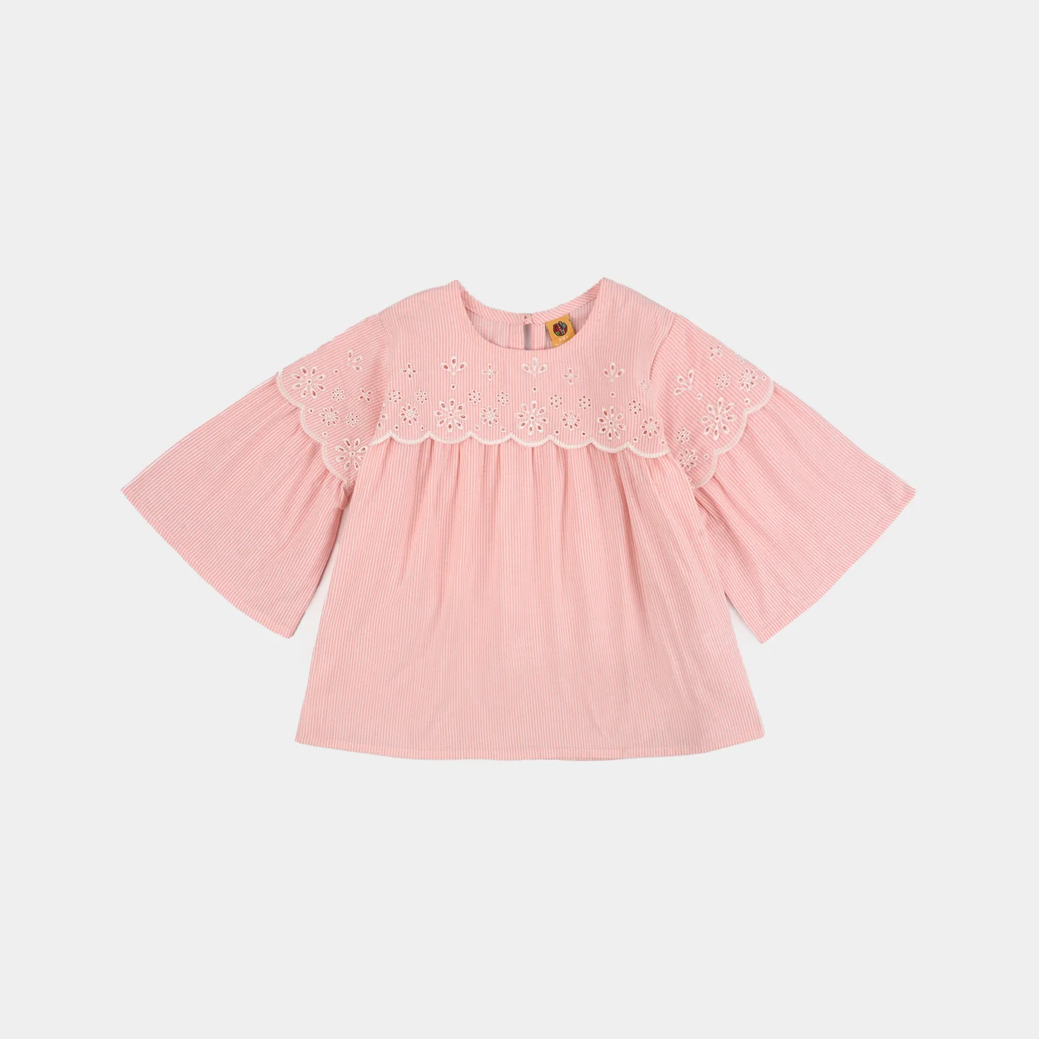 Girls Cotton Emb Top Lake-Peach