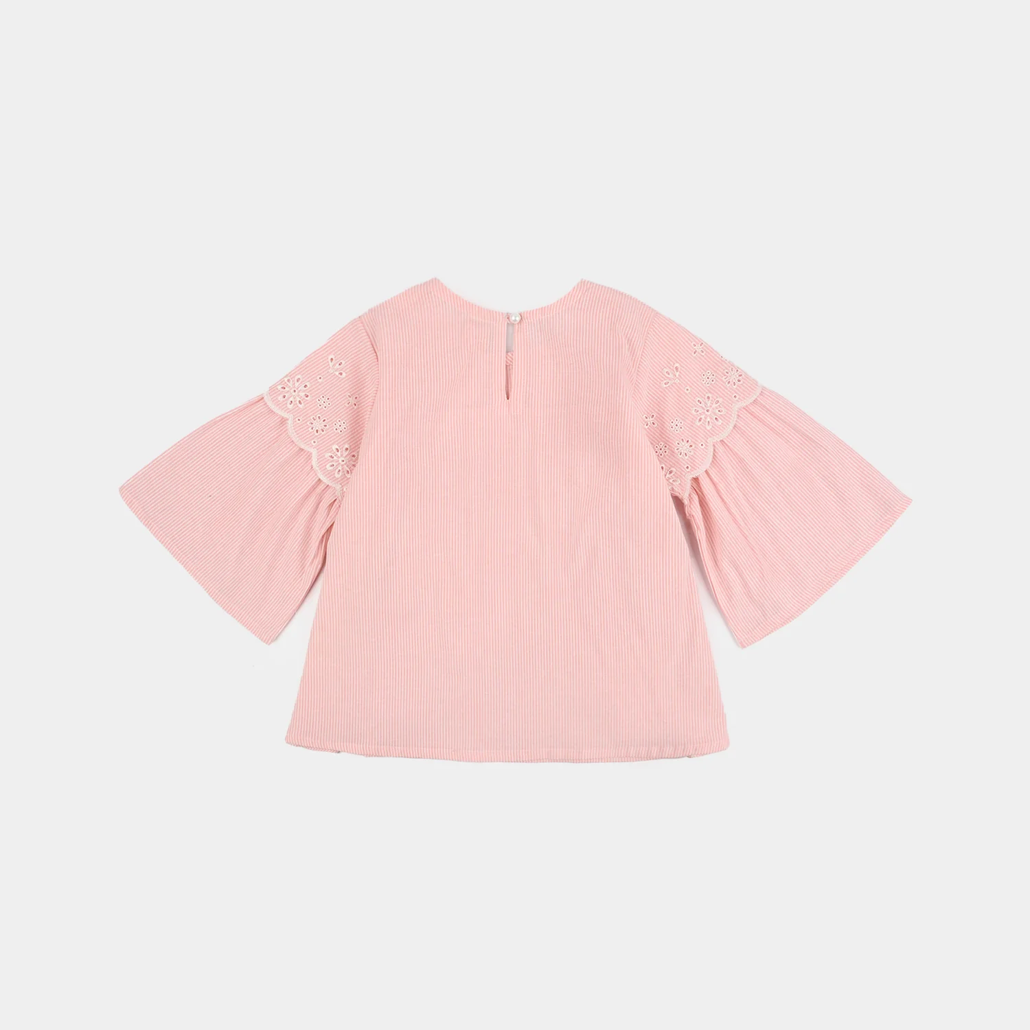 Girls Cotton Emb Top Lake-Peach - Image 4