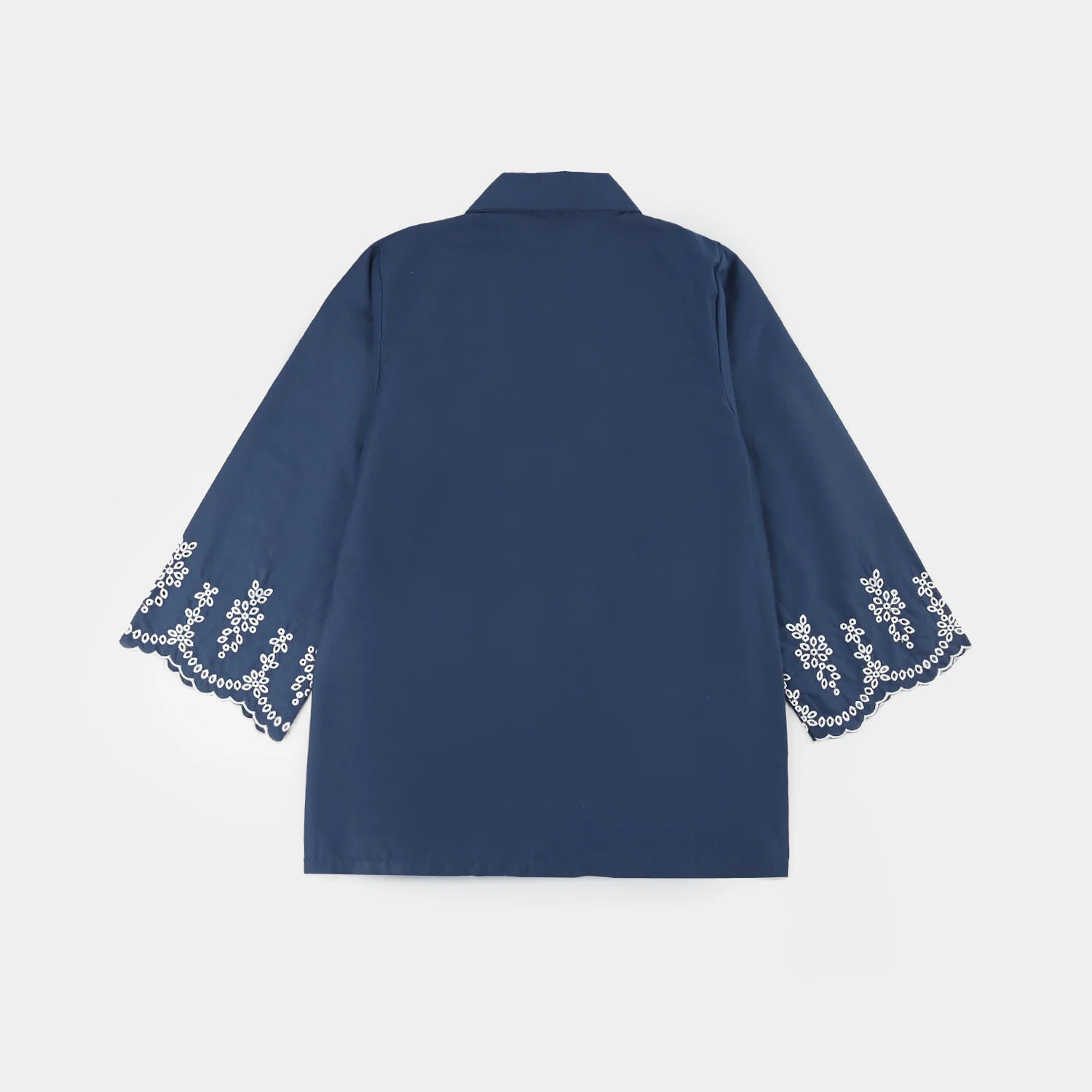 Girls Cotton Embroidered Top - Navy Blue - Image 4