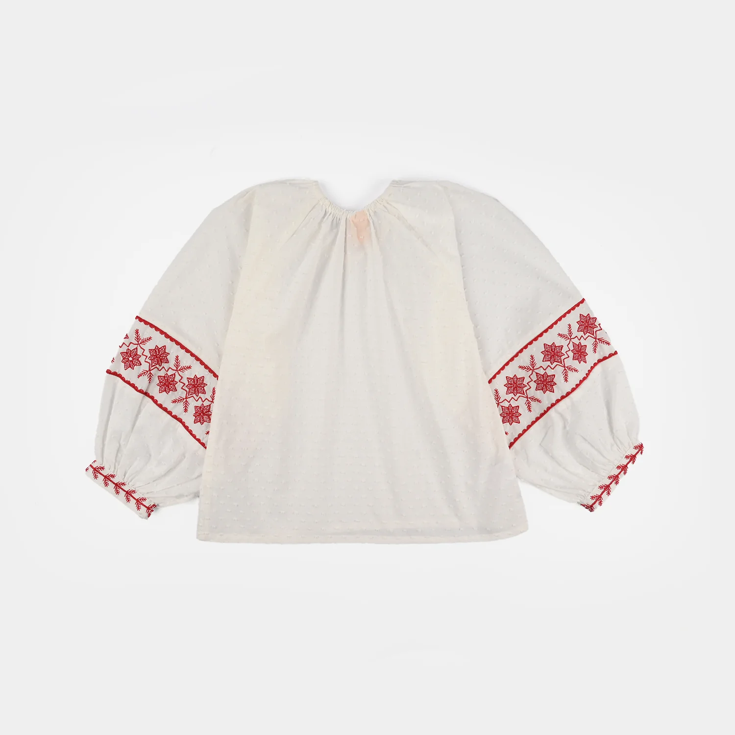 Girls Cotton Emb Top (Reddish) - White - Image 10