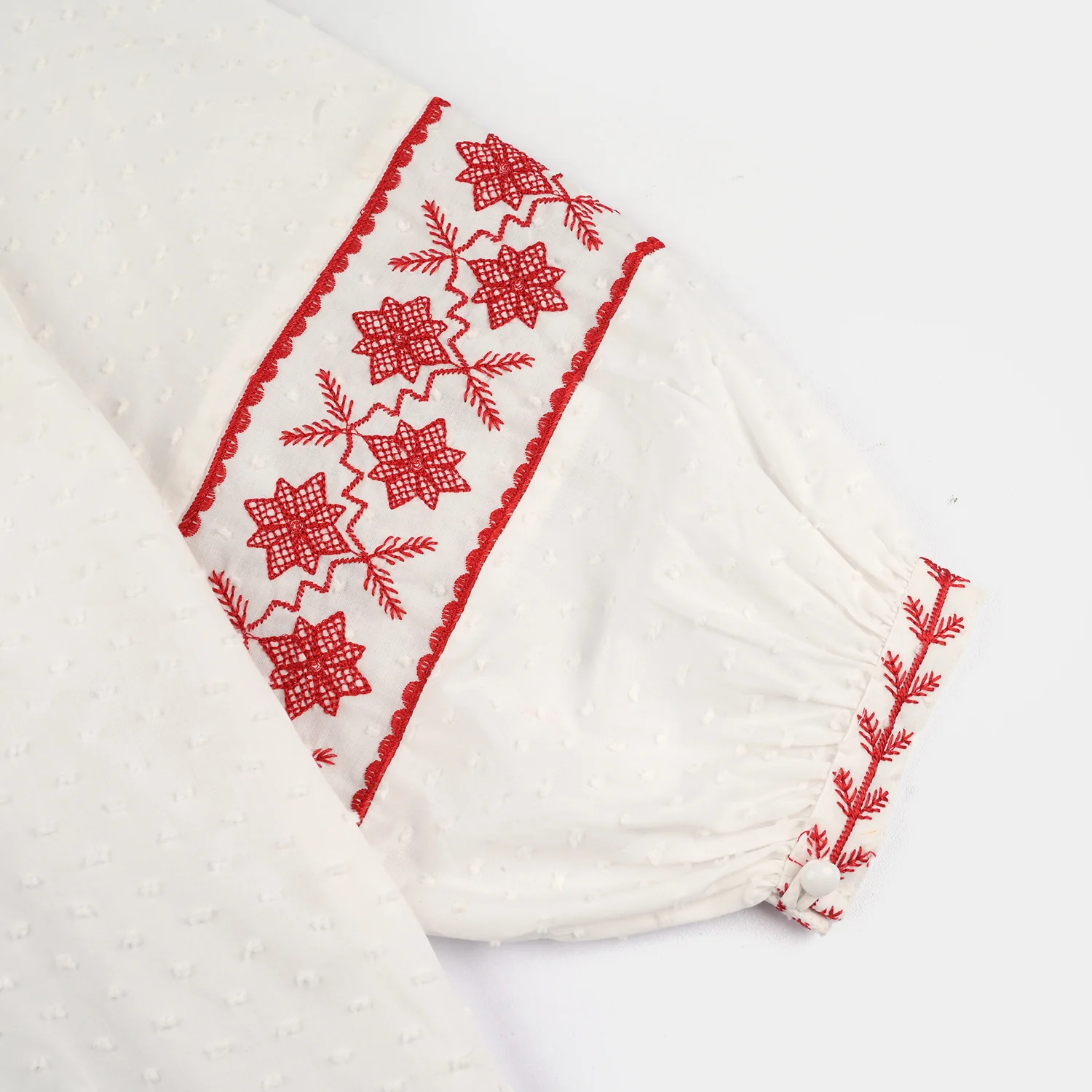 Girls Cotton Emb Top (Reddish) - White - Image 9