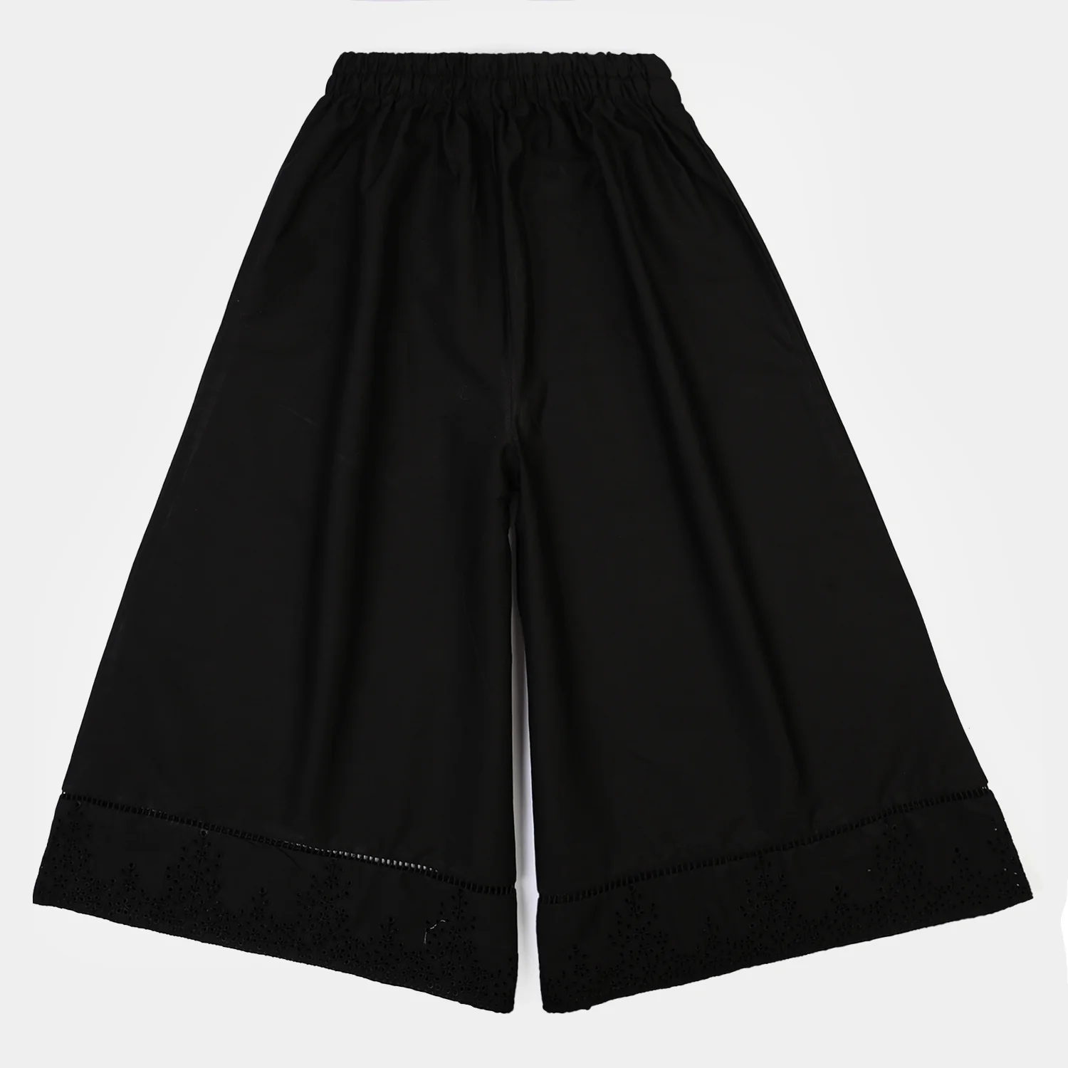 Girls Cotton Flared Dhaka Pant-Black - Image 4