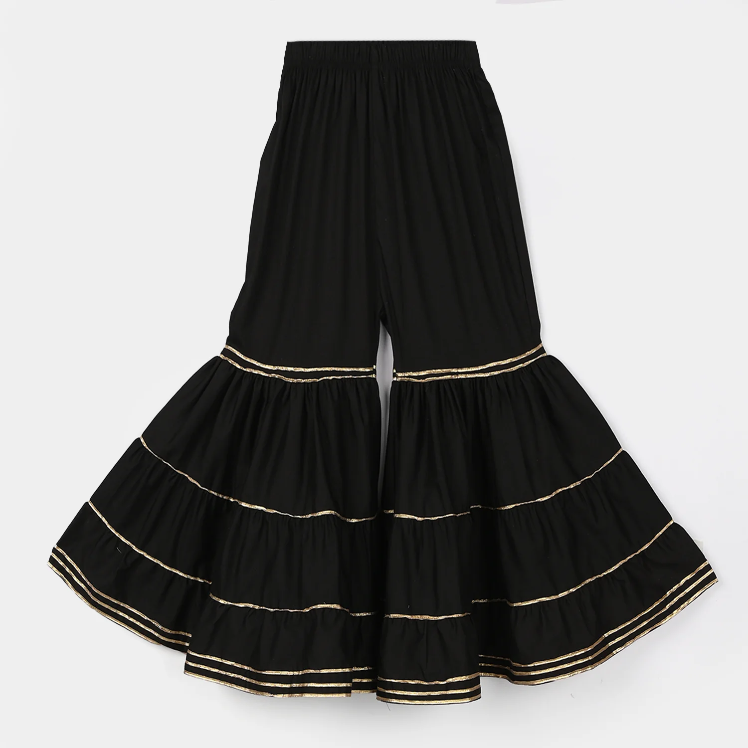 Girls Cotton Gharara (Layered) - Black - Image 4