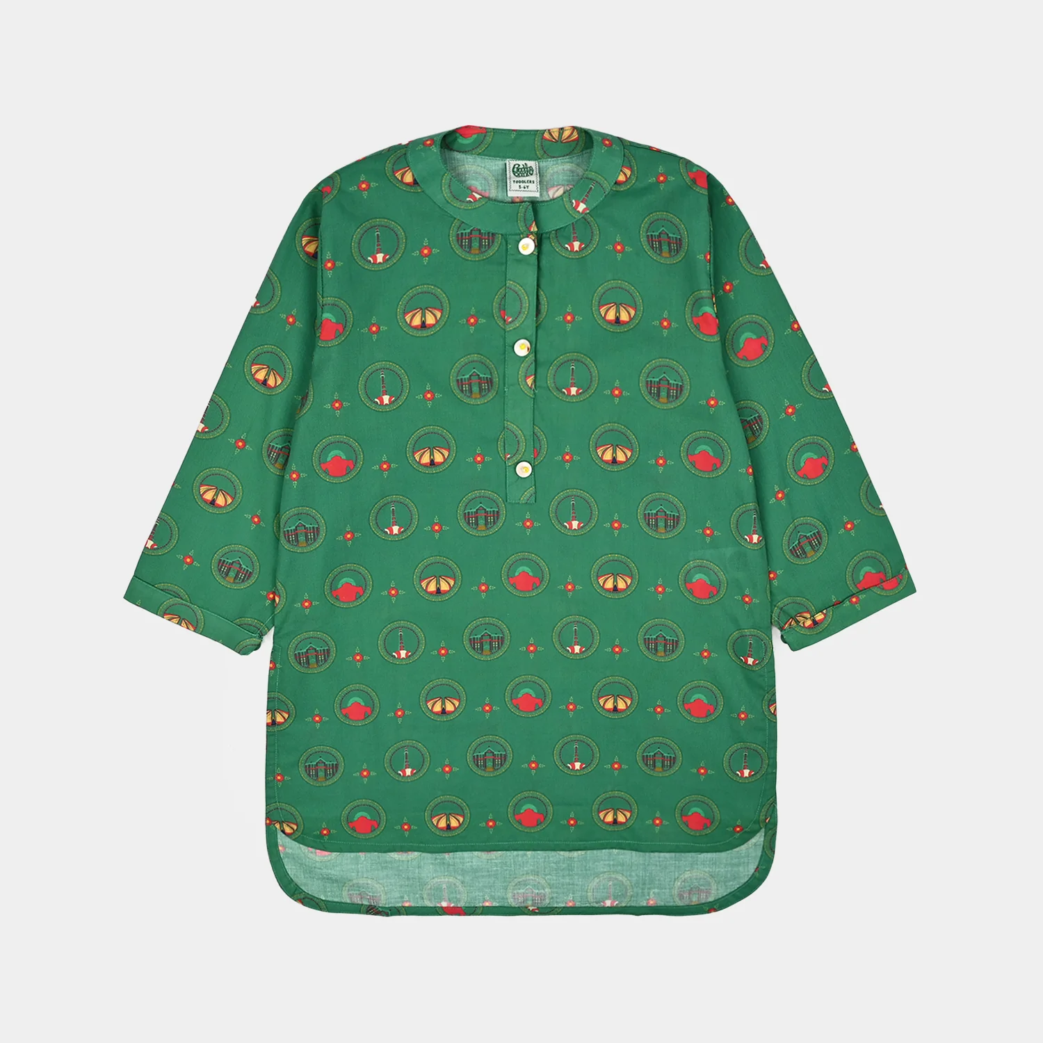 Girls Cotton Ind Printed 2Pcs Rang -E- Azadi-Green - Image 2