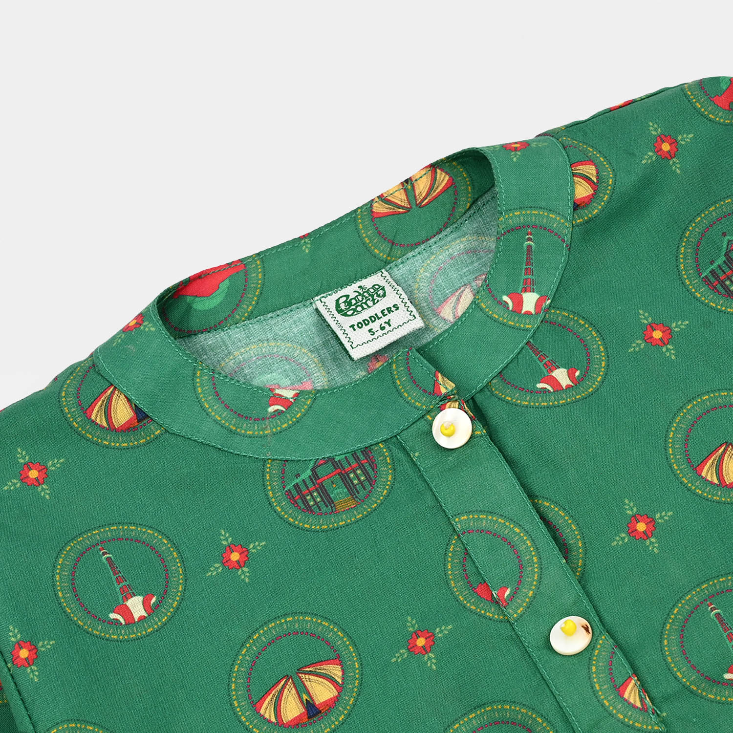 Girls Cotton Ind Printed 2Pcs Rang -E- Azadi-Green - Image 3