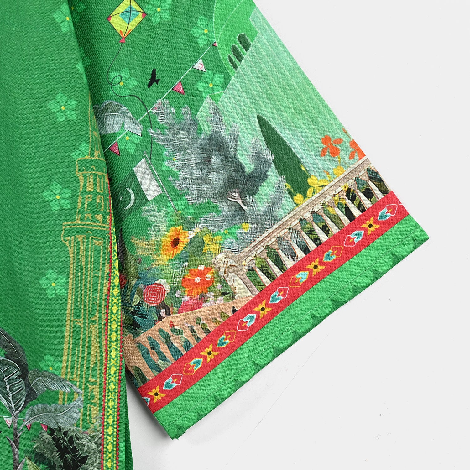 Girls Cotton Ind Printed Kurti Kite-Green - Image 2