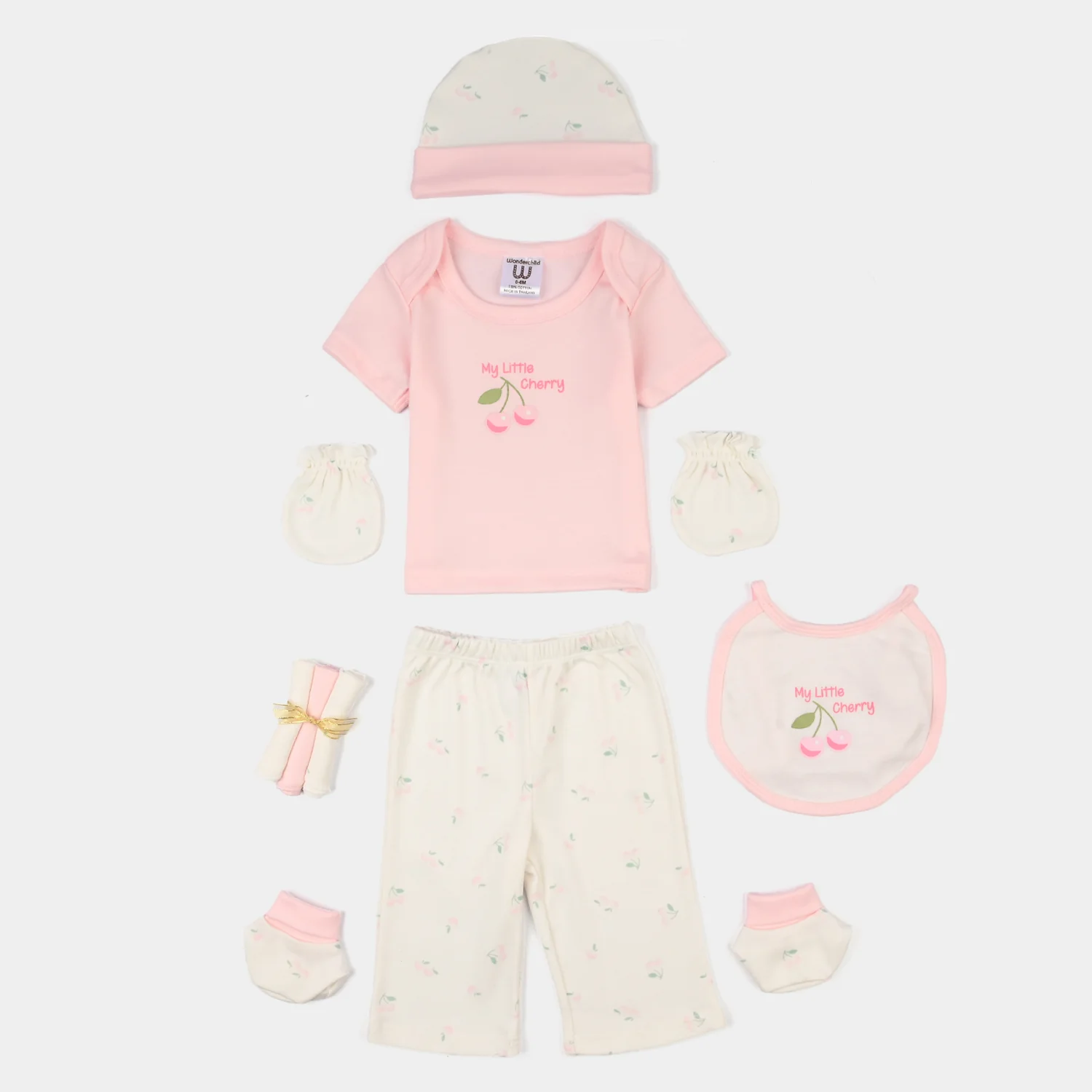 Infant Girls Cotton Interlock 9 PCS Gift Set - Pink