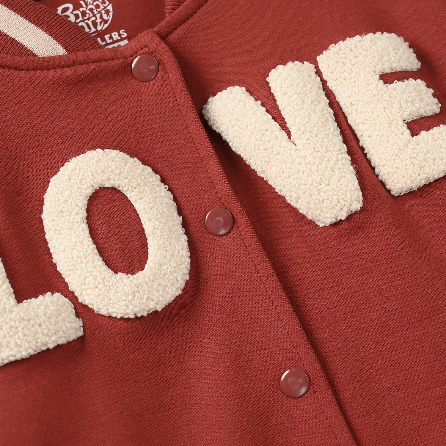 Girls Cotton Interlock Bomber Jacket Love – Red - Image 2