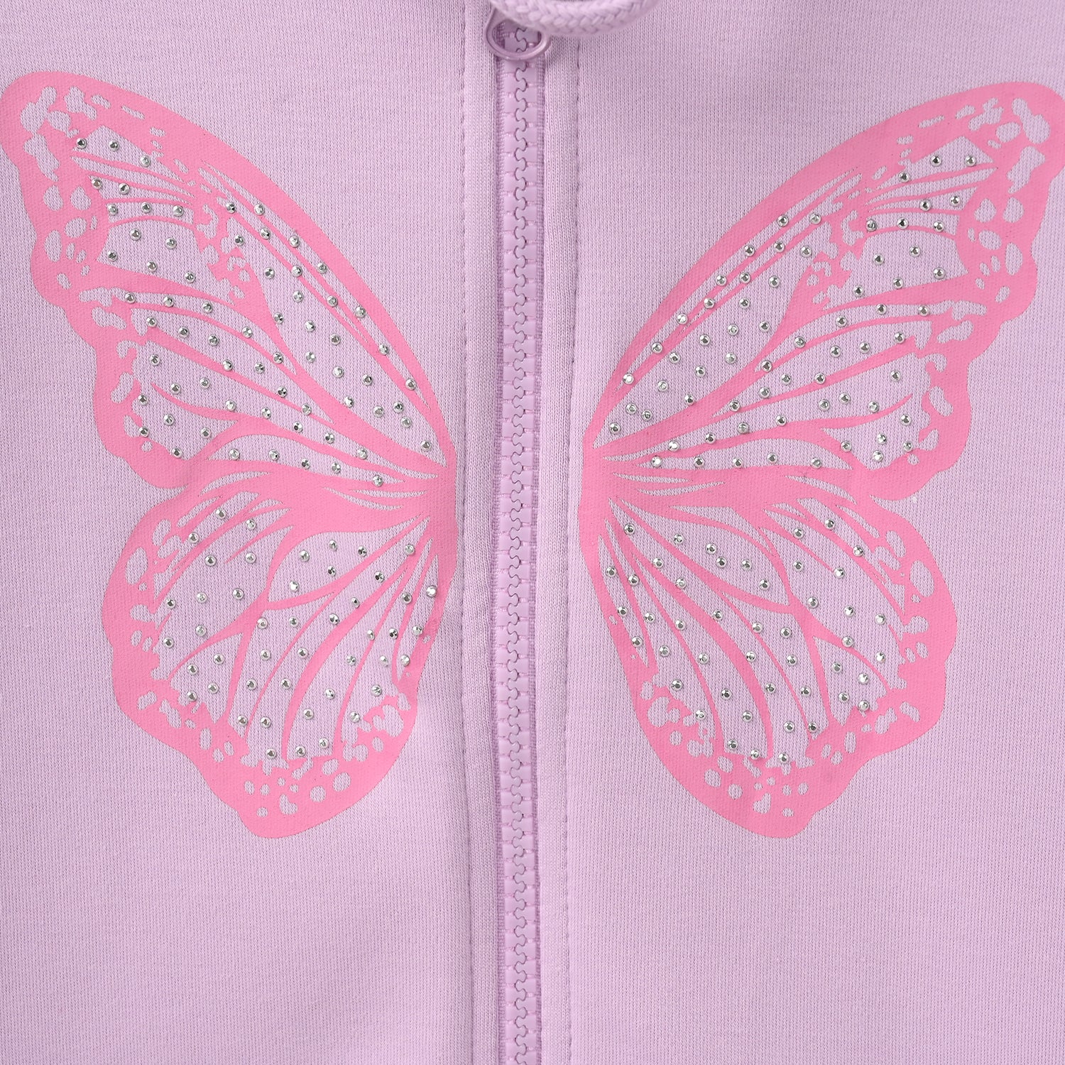 Girls Cotton Interlock Knitted Jacket Butterfly - Purple - Image 2