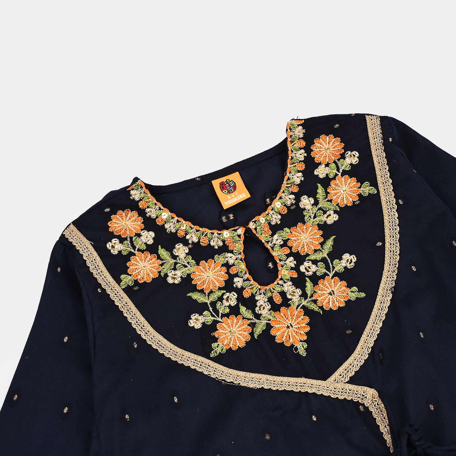 Girls Cotton Jacquard 3Piece Zeba-NAVY - Image 3