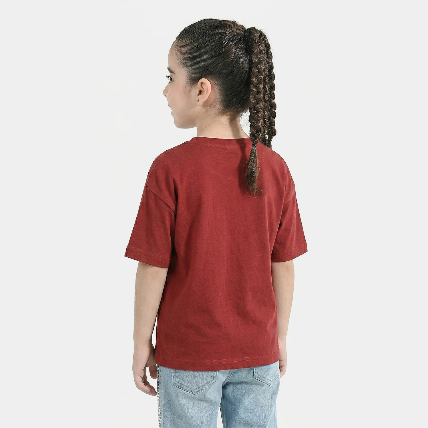 Girls Cotton Jersey T-Shirt (Attitude) - Red - Image 3
