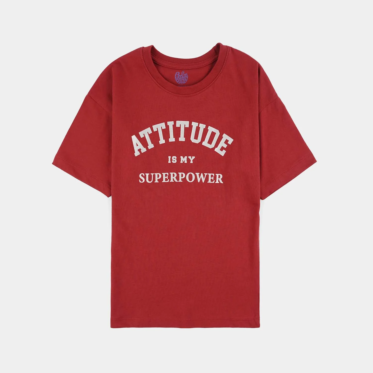 Girls Cotton Jersey T-Shirt (Attitude) - Red - Image 4