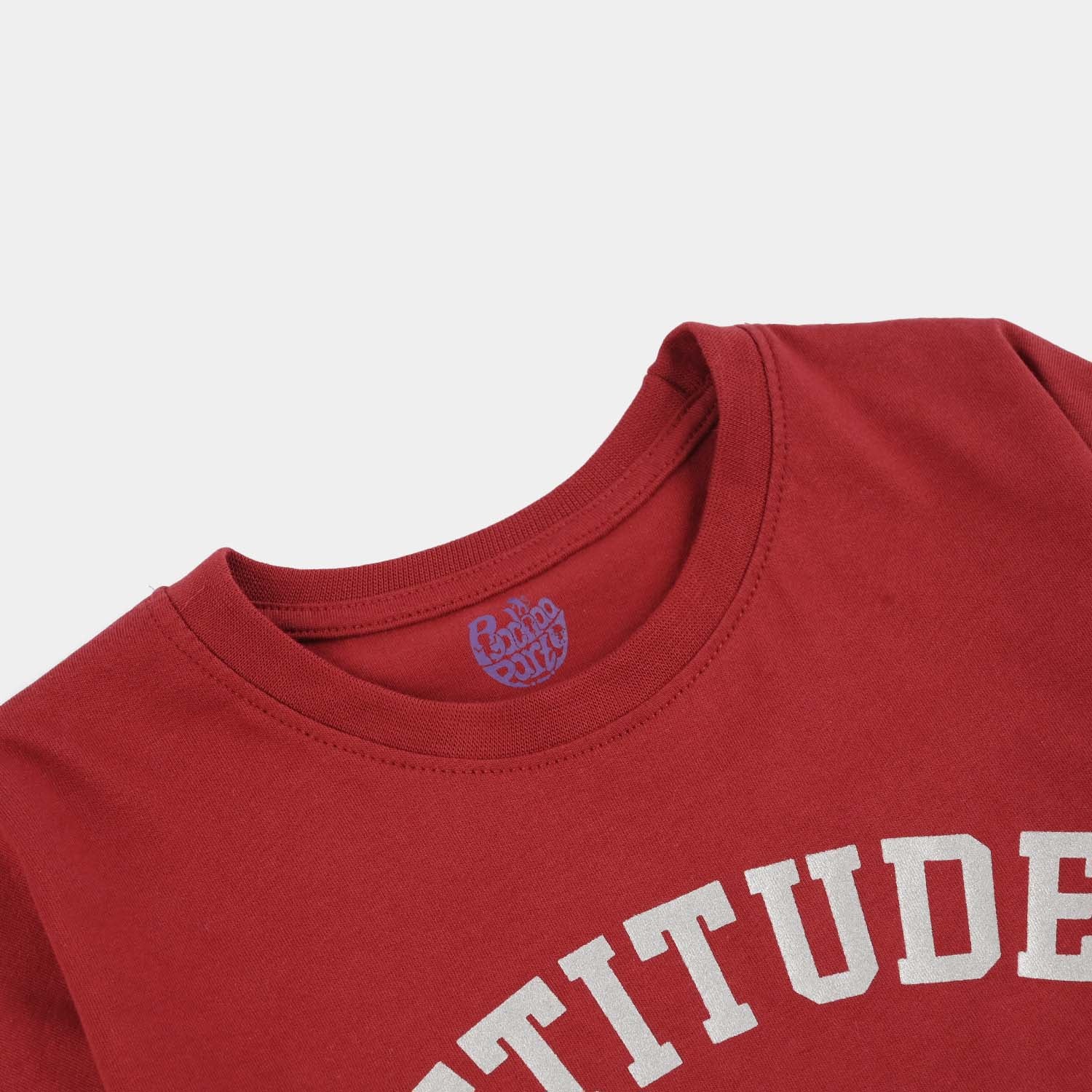 Girls Cotton Jersey T-Shirt (Attitude) - Red - Image 5