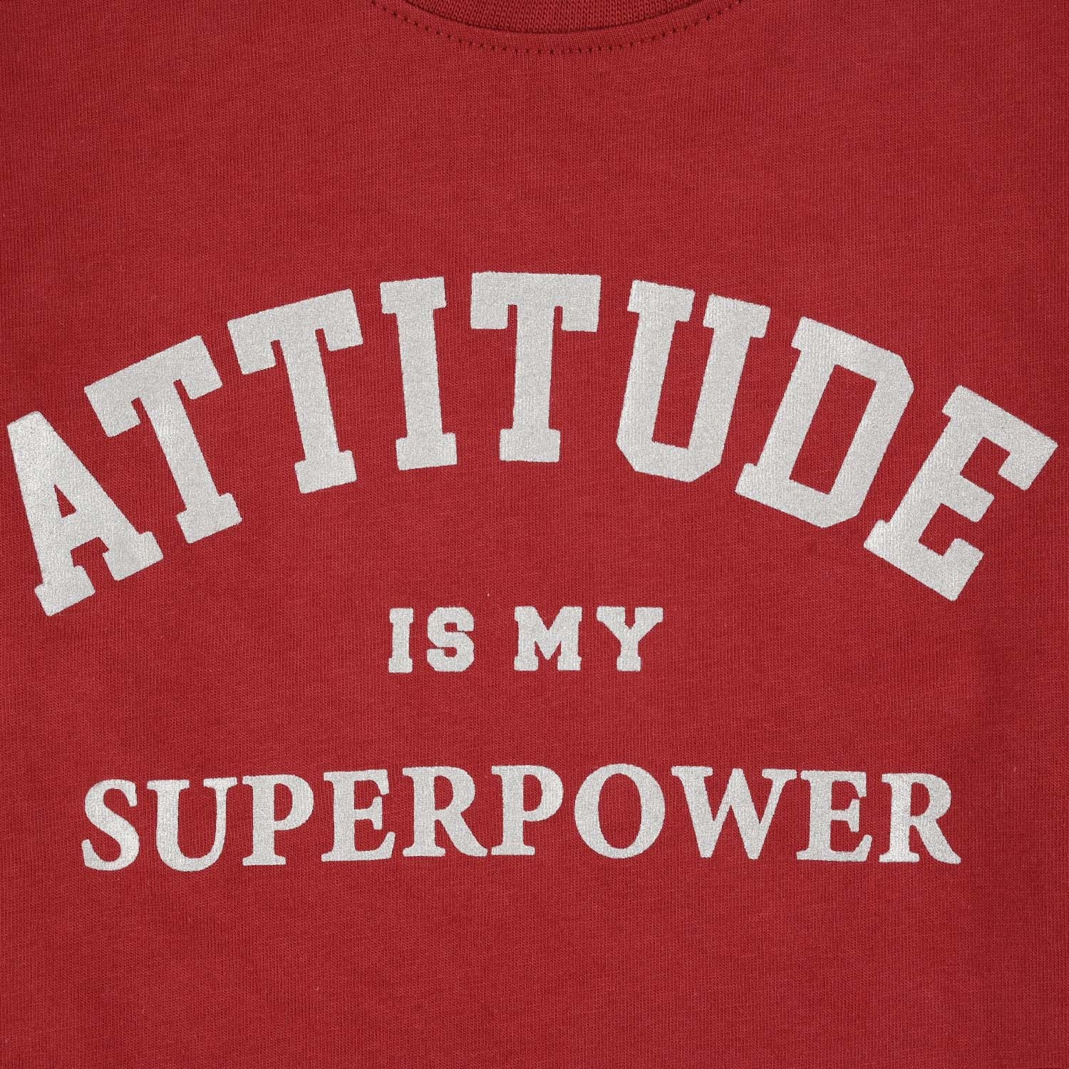 Girls Cotton Jersey T-Shirt (Attitude) - Red - Image 6