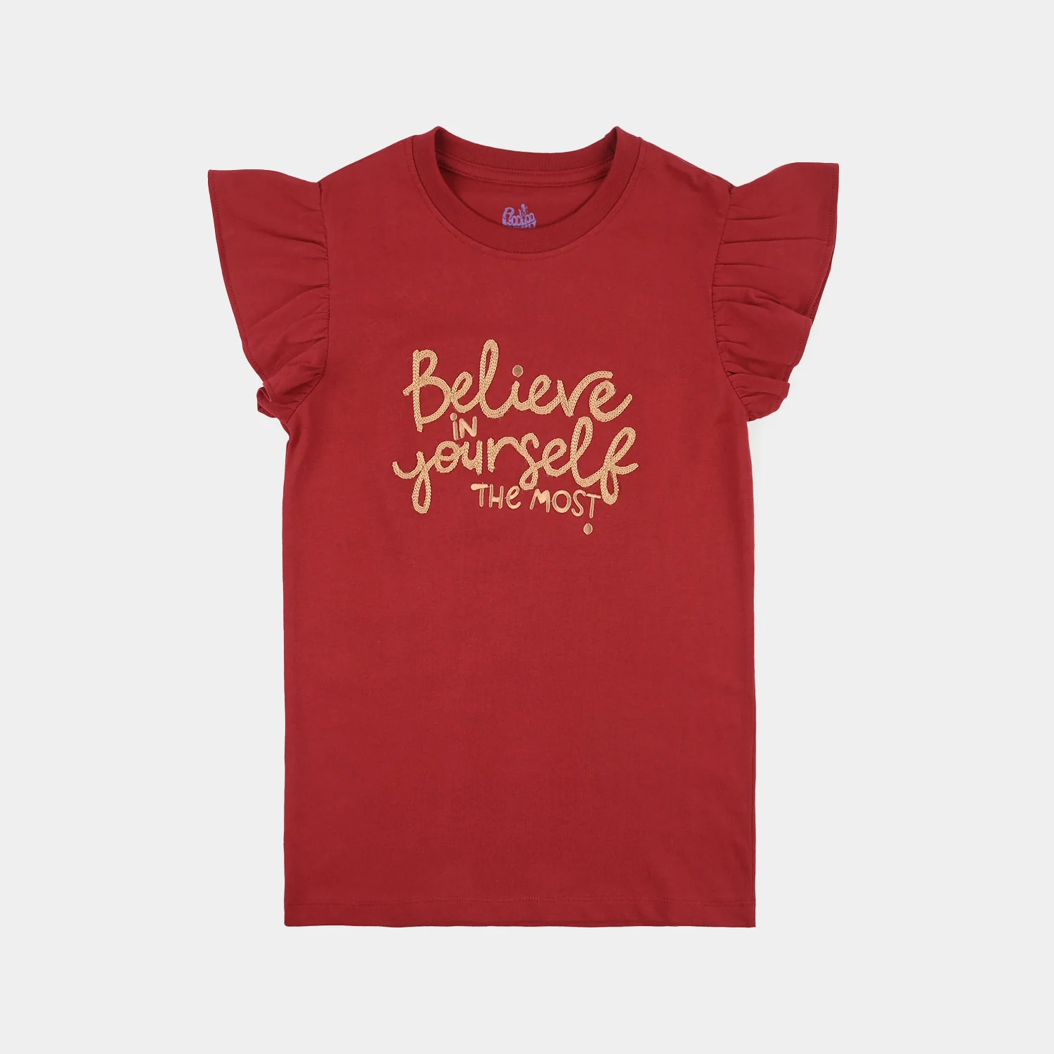 Girls Cotton Jersey T-Shirt Believe in yourself-RED