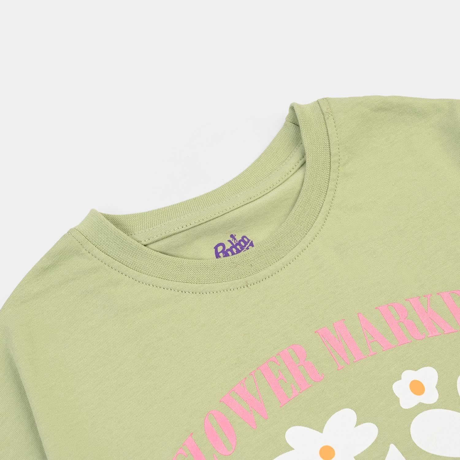 Girls Cotton Jersey T-Shirt H/S Flower Market-GREEN - Image 2