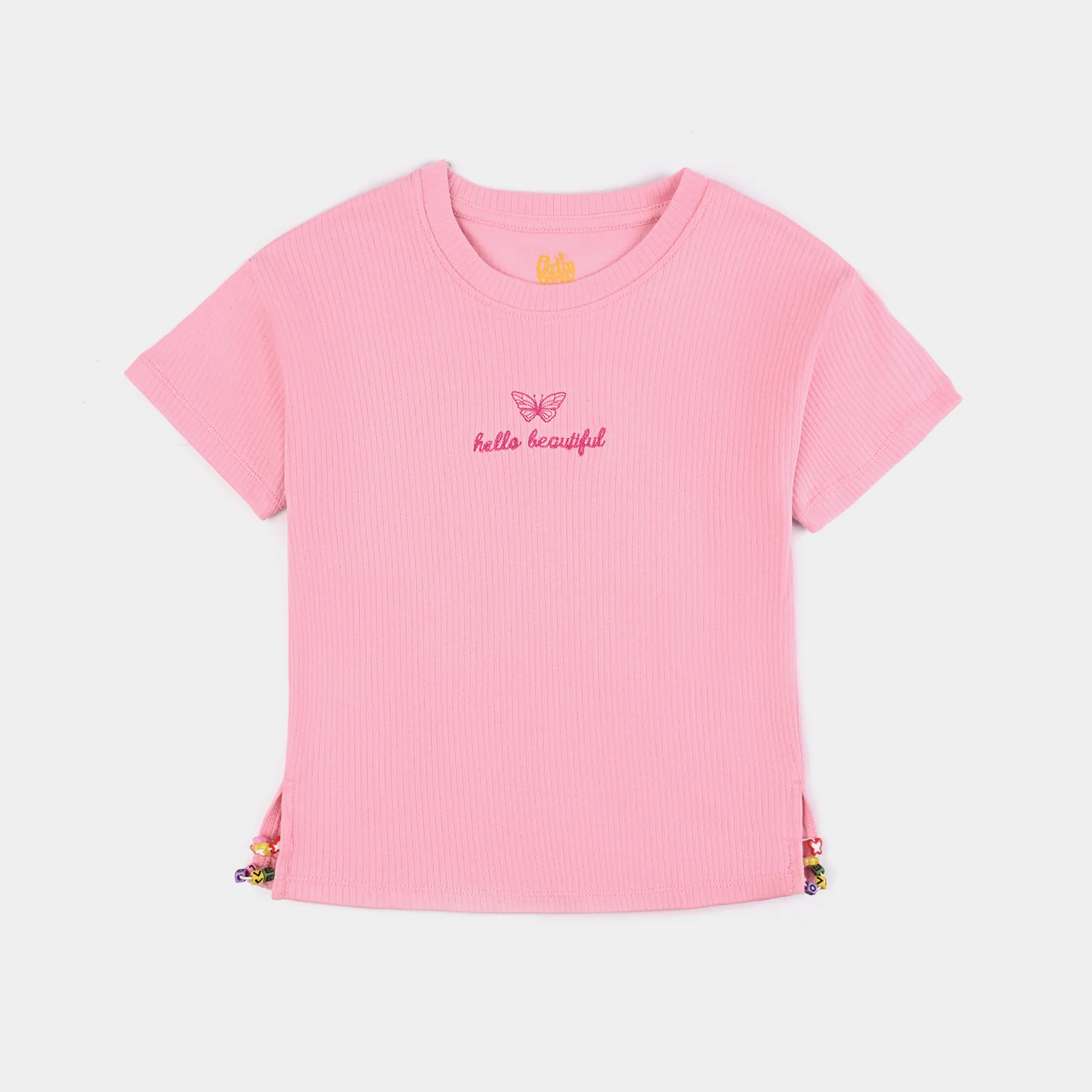 Girls Cotton Jersey T-Shirt (Flowers) - Candy Pink