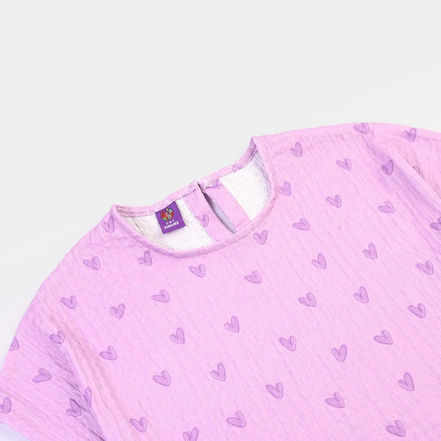 Girls Cotton Jersey T-Shirt H/S HEARTED-Purple - Image 2