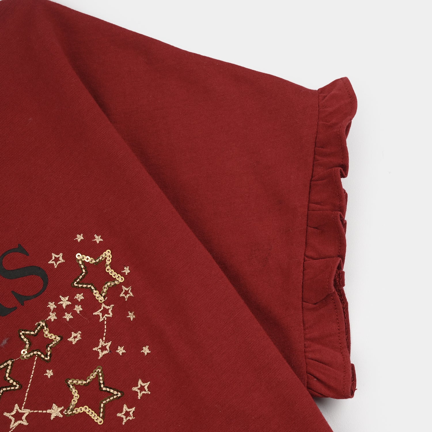 Girls Cotton Jersey T-Shirt Love Star-RED - Image 4