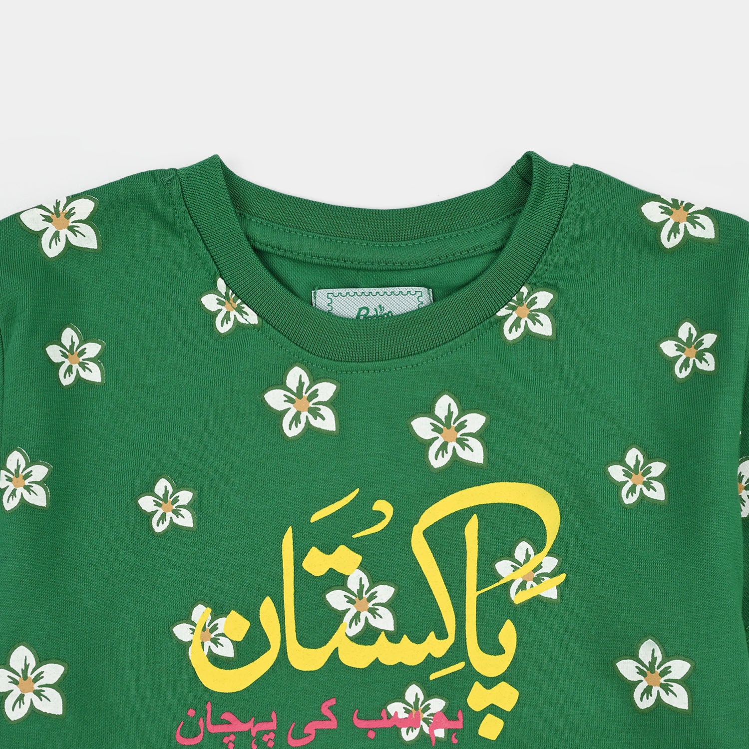 Girls Cotton Jersey T-Shirt H/S Sabki Pehchan Pakistan-Green - Image 2