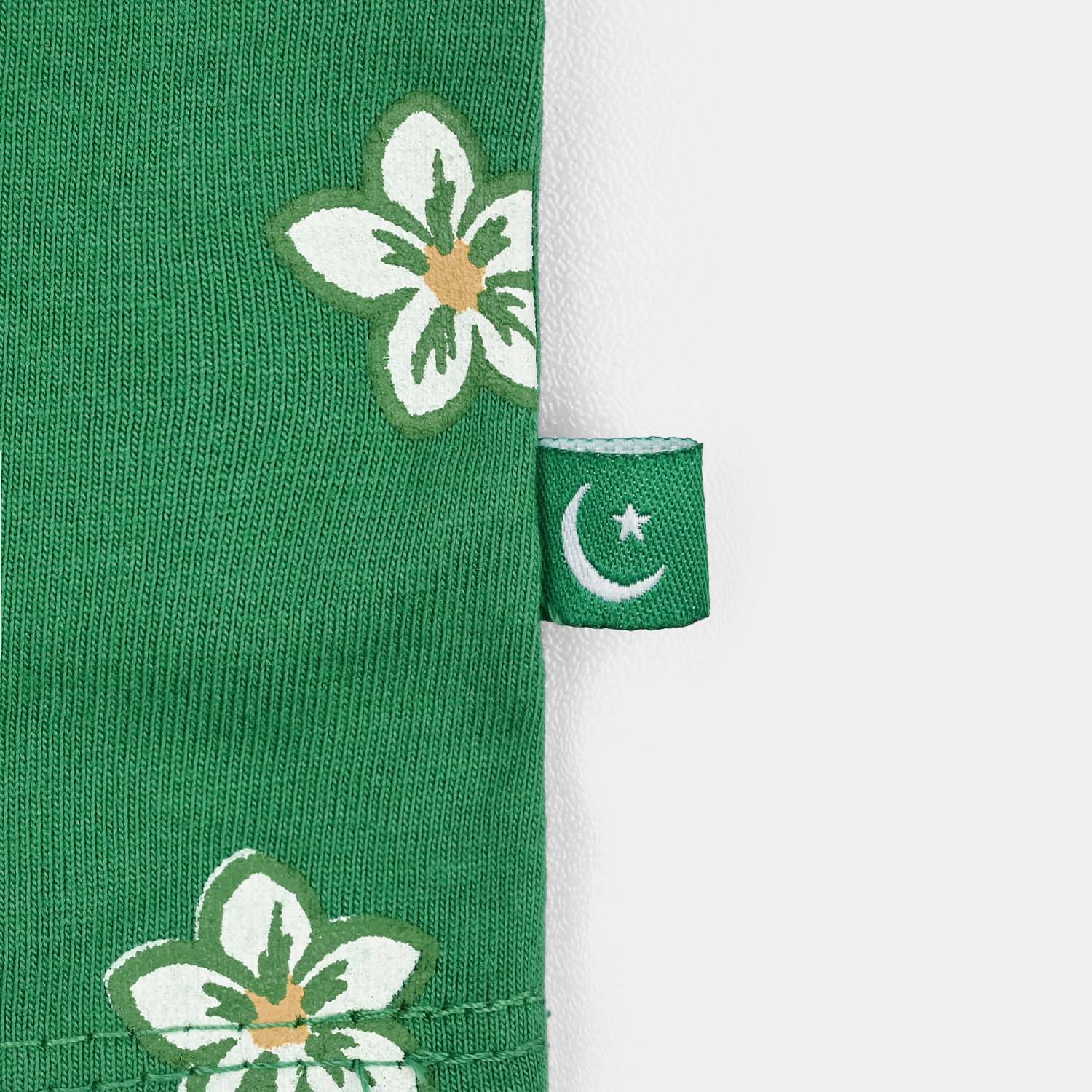 Girls Cotton Jersey T-Shirt H/S Sabki Pehchan Pakistan-Green - Image 3