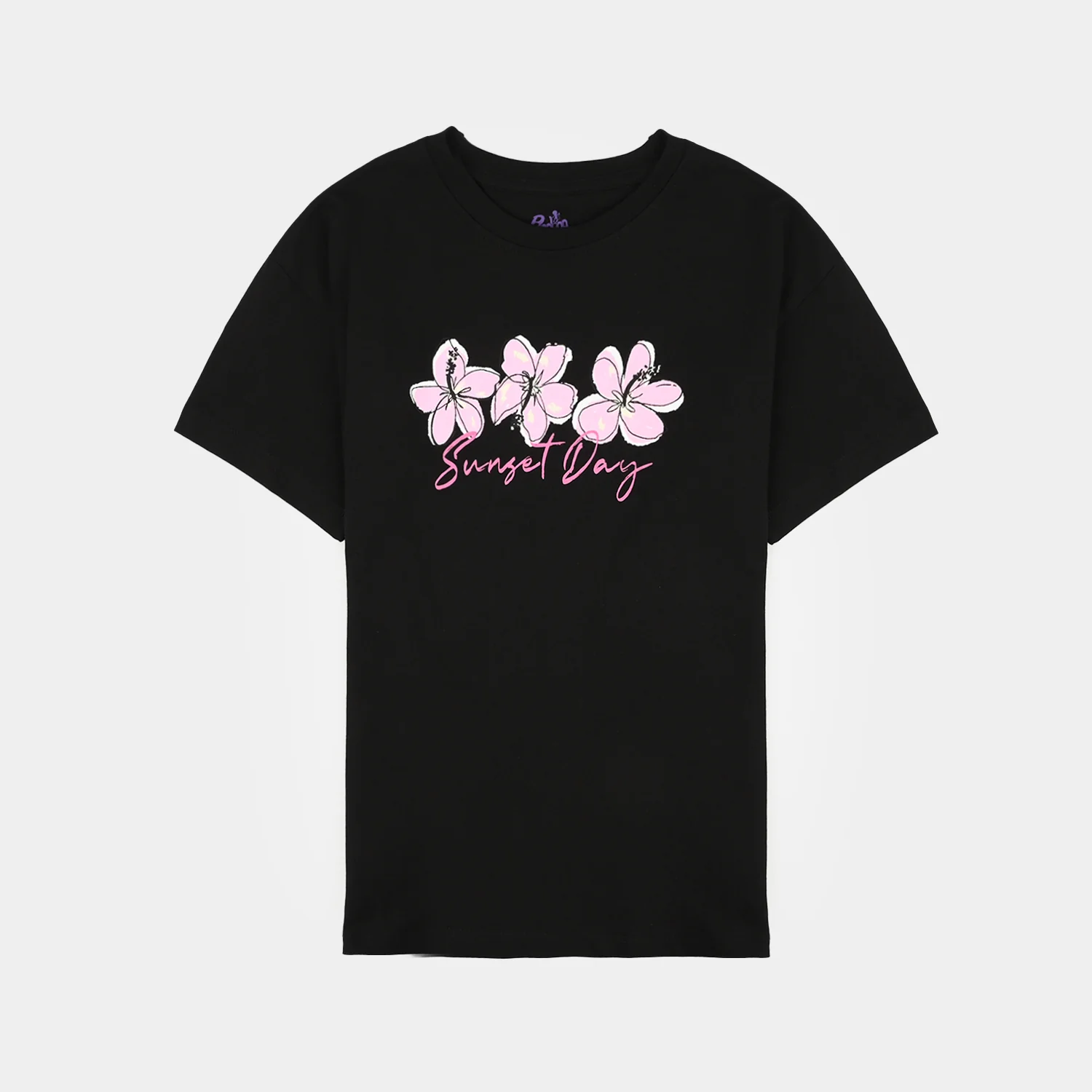Girls Cotton Jersey T-Shirt H/S SUNSET DAY-BLACK