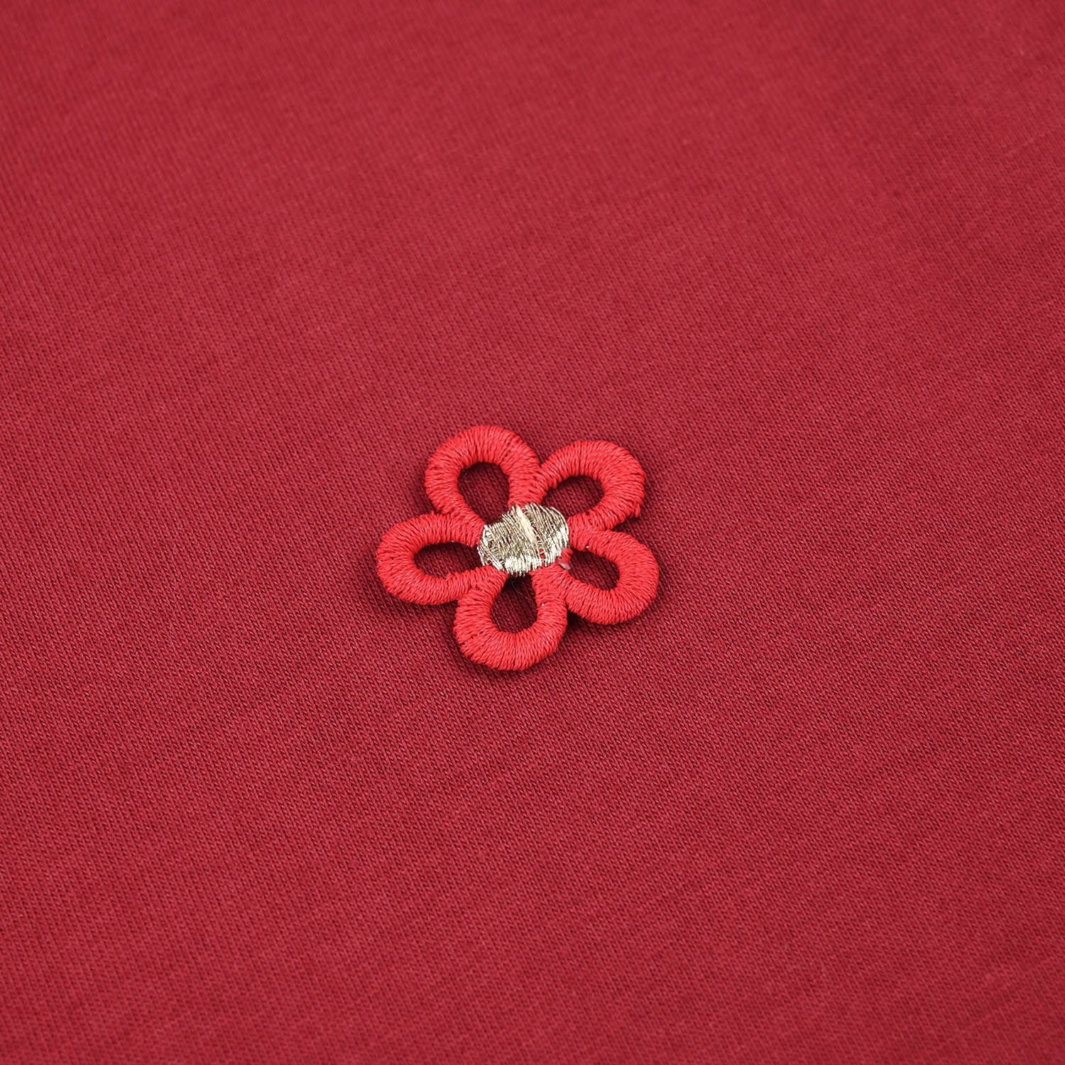 Girls Cotton Jersey T-Shirt (Flowers) - Red - Image 3