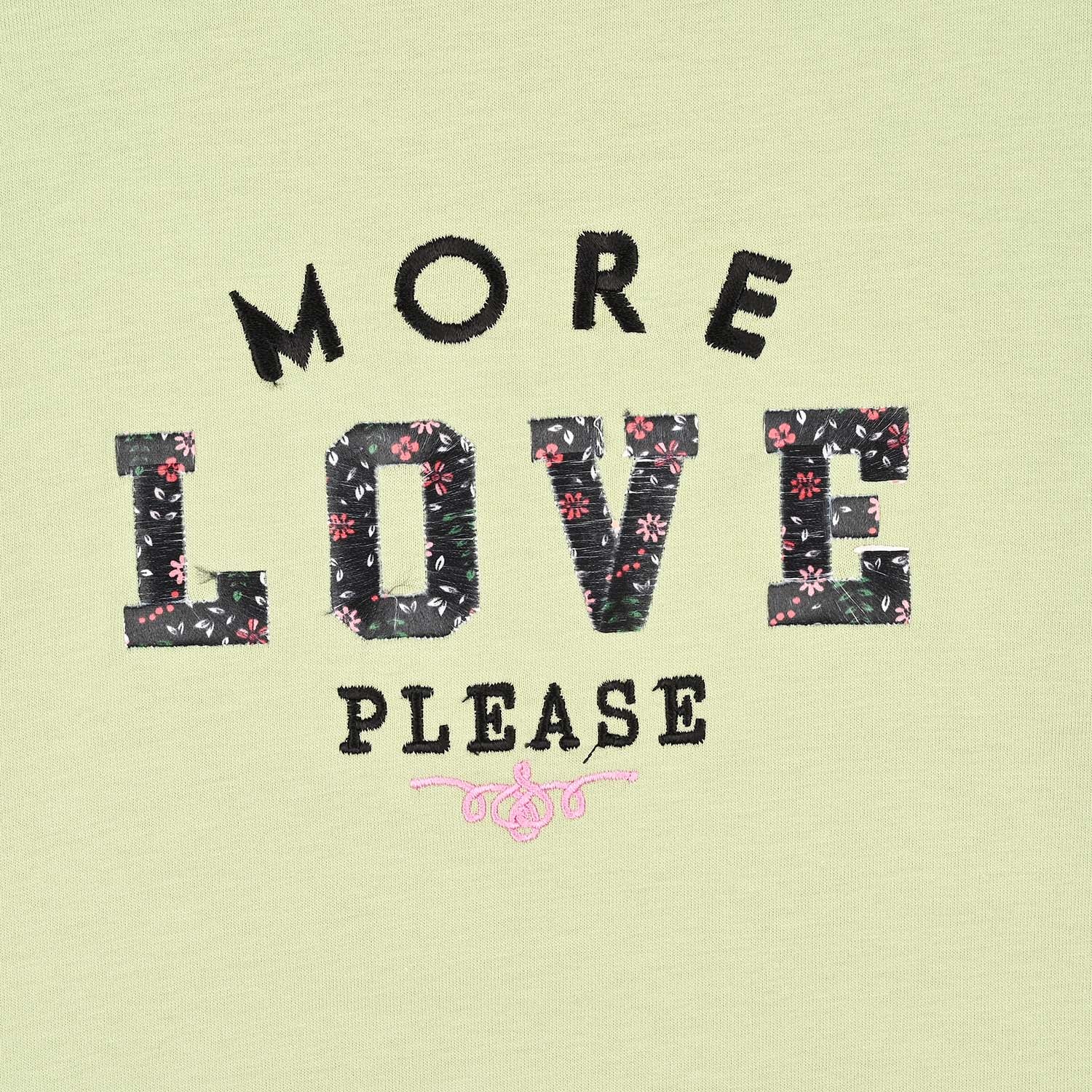 Girls Cotton Jersey T-Shirts H/S More Love Please-Green - Image 3