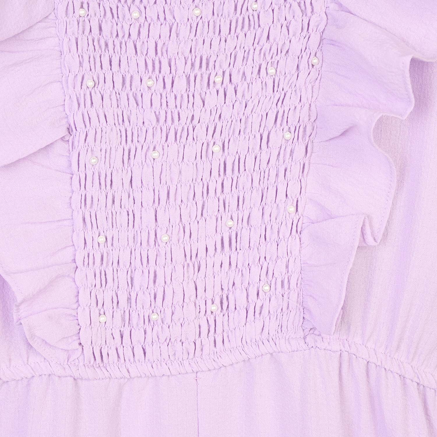 Girls Cotton Jumpsuit Pearls-Lilac - Image 2