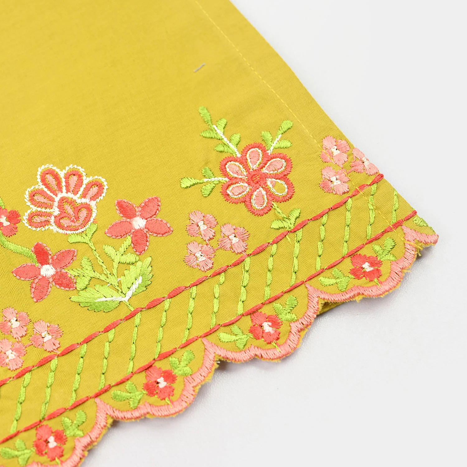 Girls Cotton Poplin Embroidered Kurti Dhani -Olive Green - Image 4