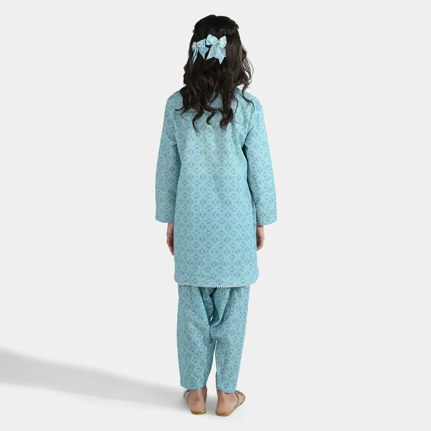 Girls Cotton Poplin Printed 2Piece Tie Dye-Blue - Image 5