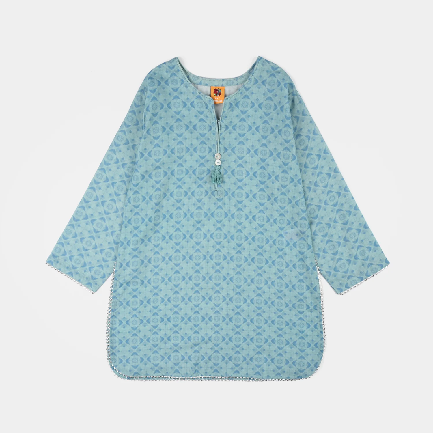 Girls Cotton Poplin Printed 2Piece Tie Dye-Blue - Image 7